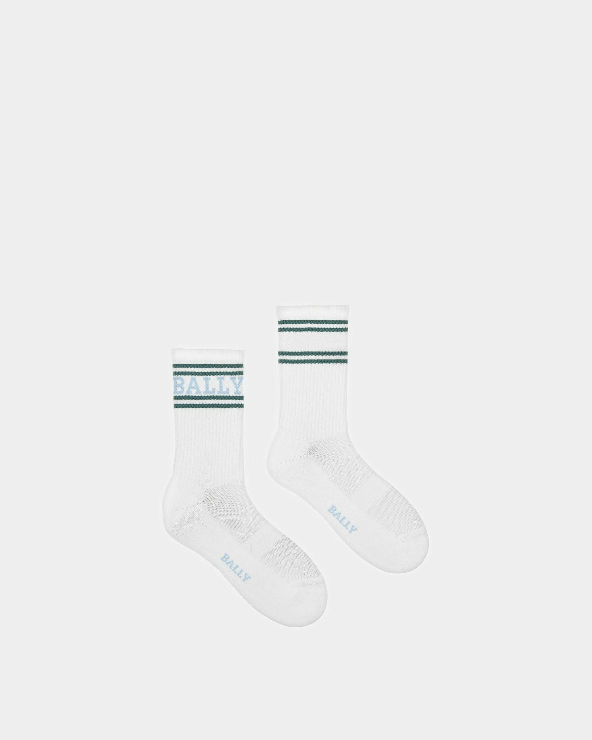 Men's Logo Stripe Sport Socks Stripe Logo Detail Cotton Sport Socks In ...