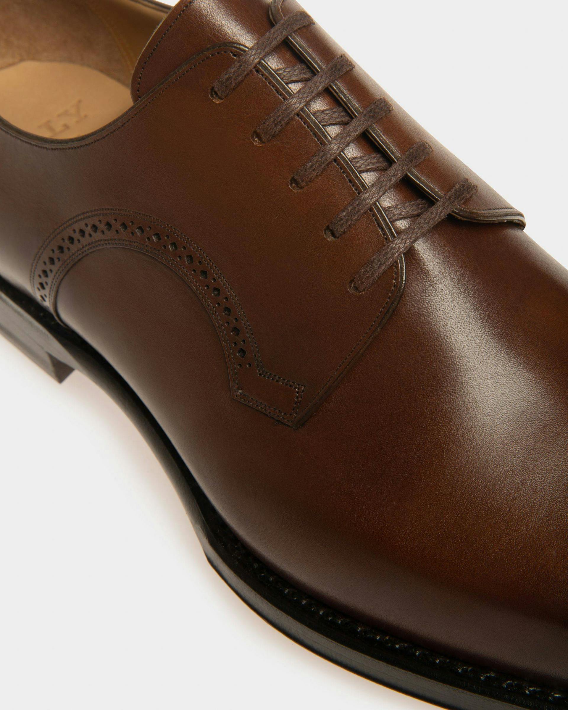 Scamardo Men's Leather Derby Lace-Up Shoe In Mid Brown - Men's - Bally - 05