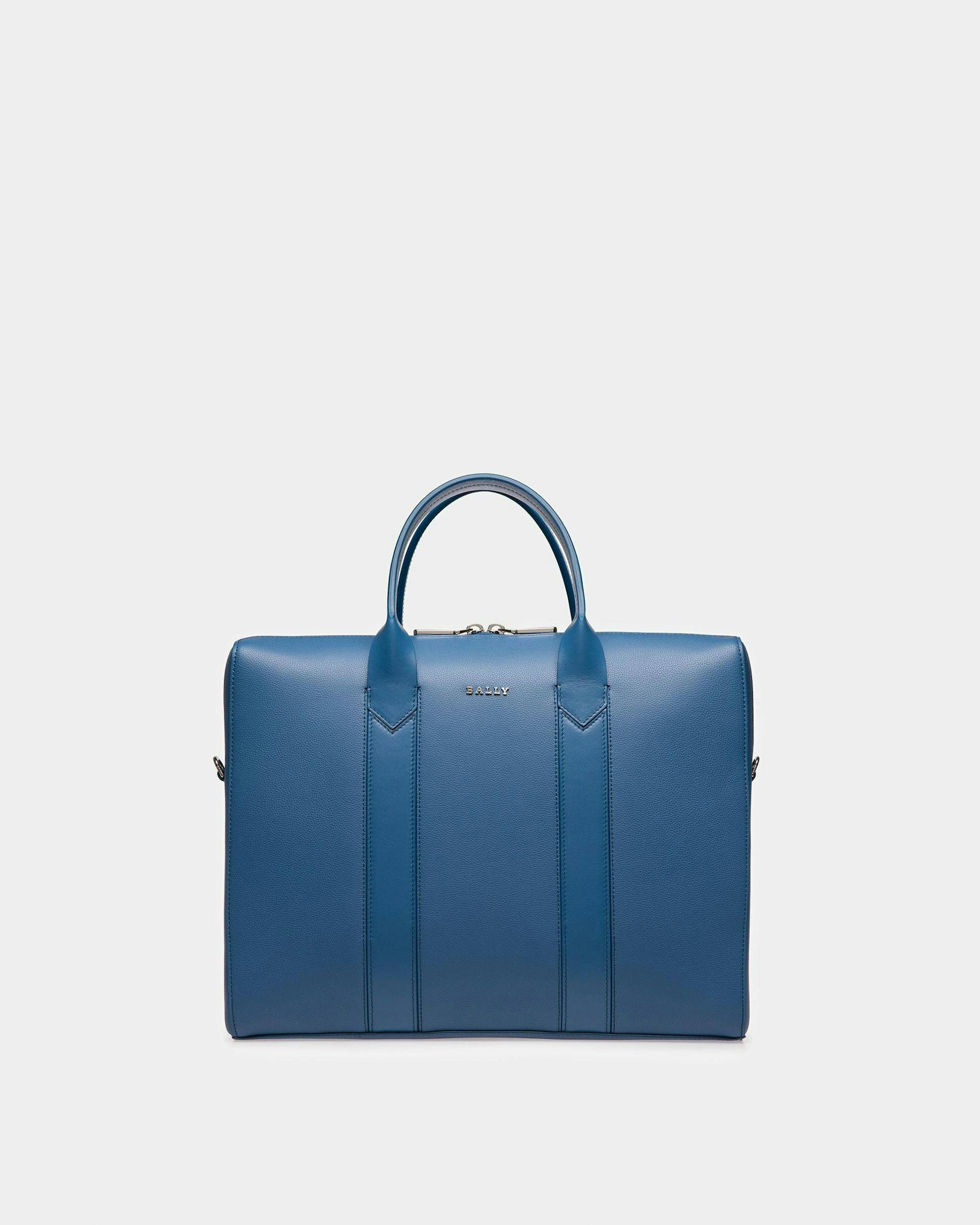 Elter Leather Business Bag In Blue Neon - Men's - Bally - 01