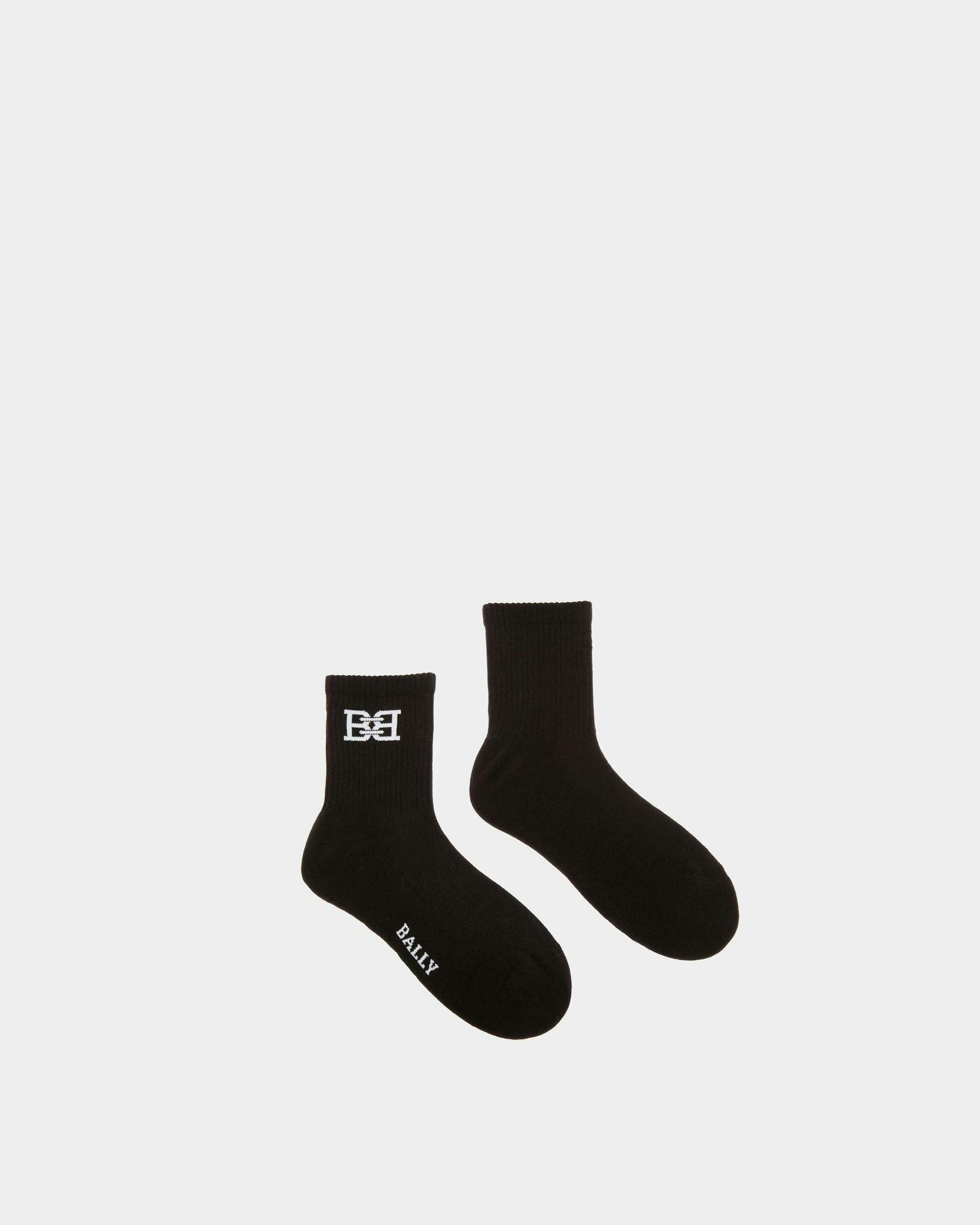 Cotton Mix Socks In Black - Men's - Bally - 01