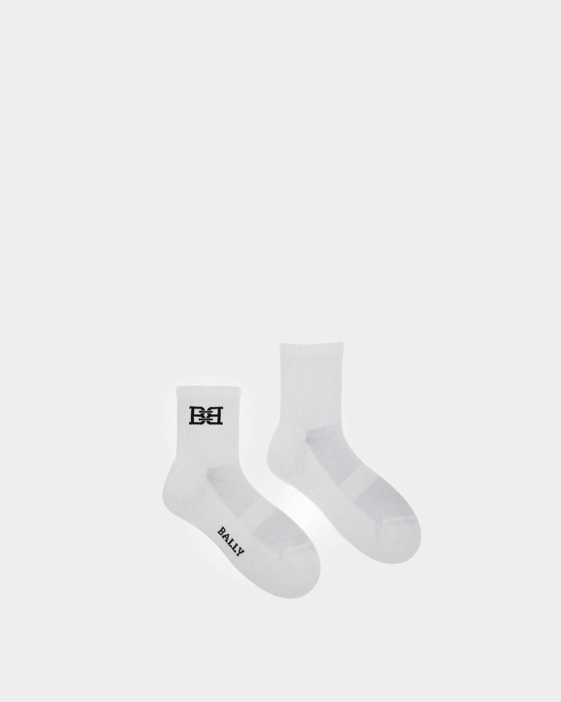 Cotton Mix Socks In White - Men's - Bally - 01