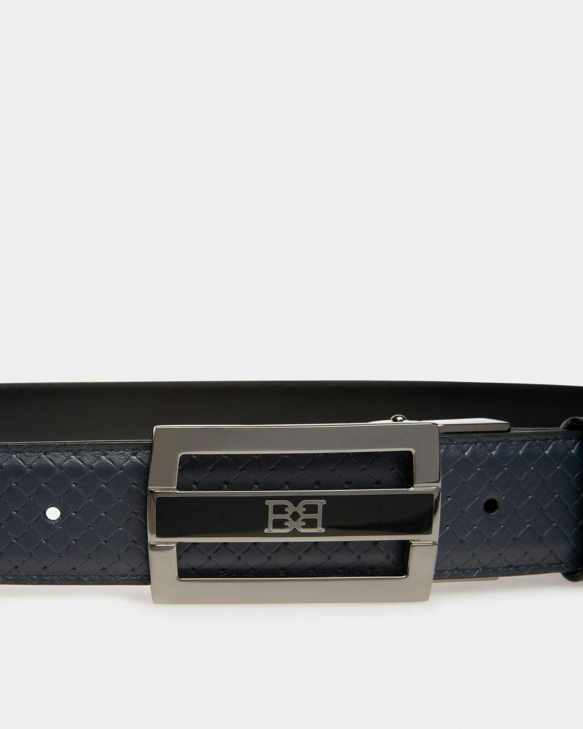 Owen Leather 35Mm Belt In Navy & Black - Men's - Bally - 03
