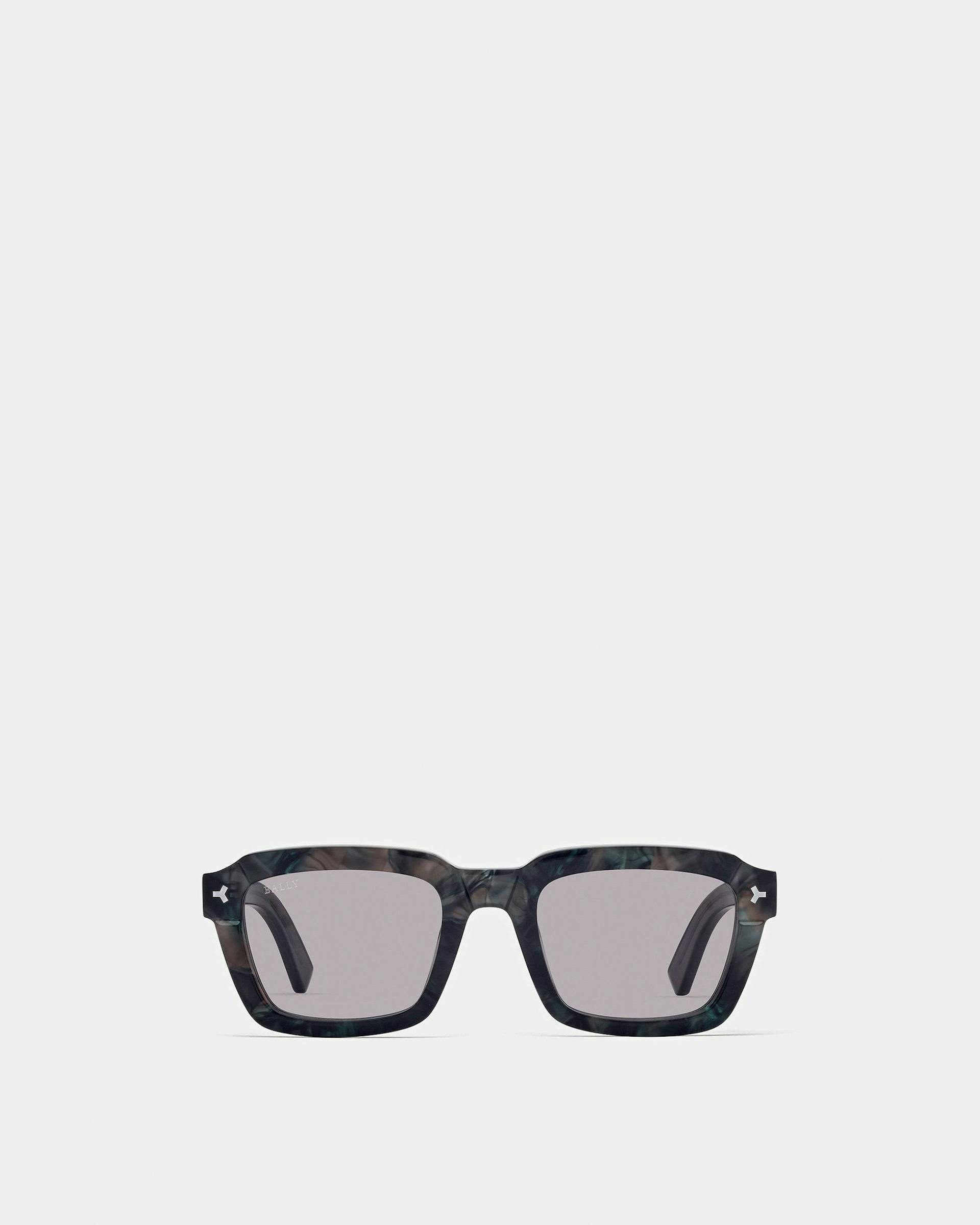 Nicholas Rectangular Full Rim Sunglasses In Black And Gray Plastic - Men's - Bally - 01