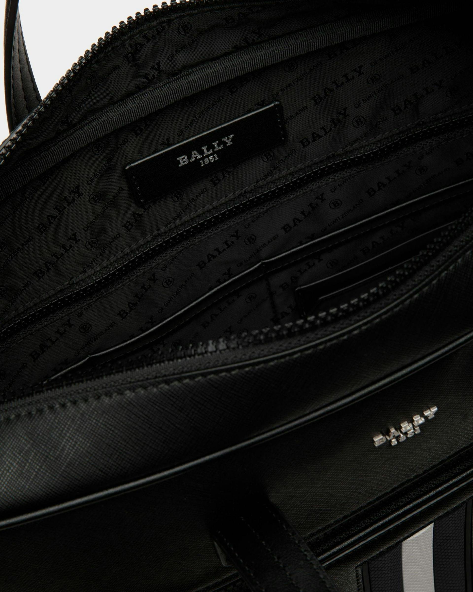 Men's Mythos Business Bag In Black Leather | Bally | Still Life Open / Inside