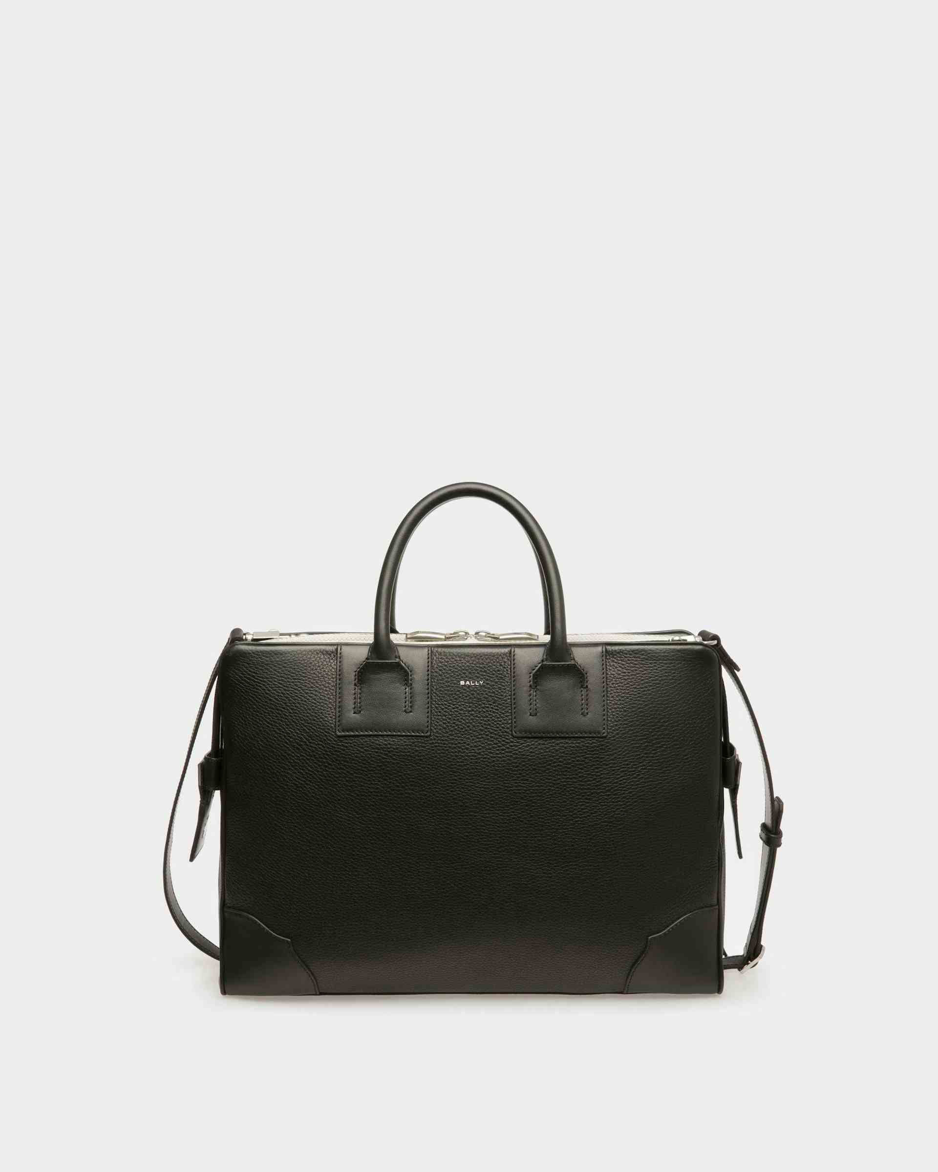 Ribbon Briefcase In Black Leather - Men's - Bally