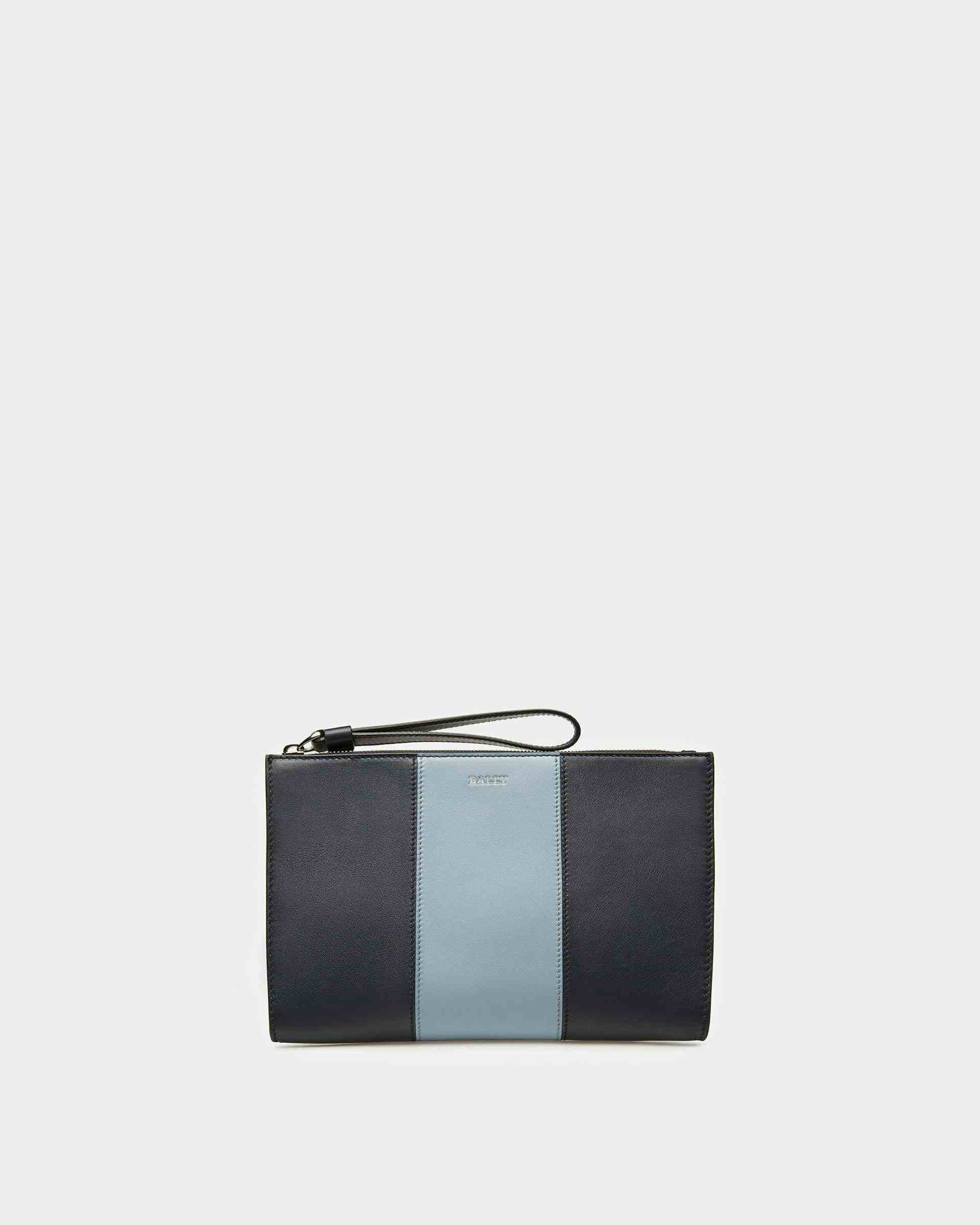 Haig Leather Clutch In Midnight Blue And Light Blue - Men's - Bally