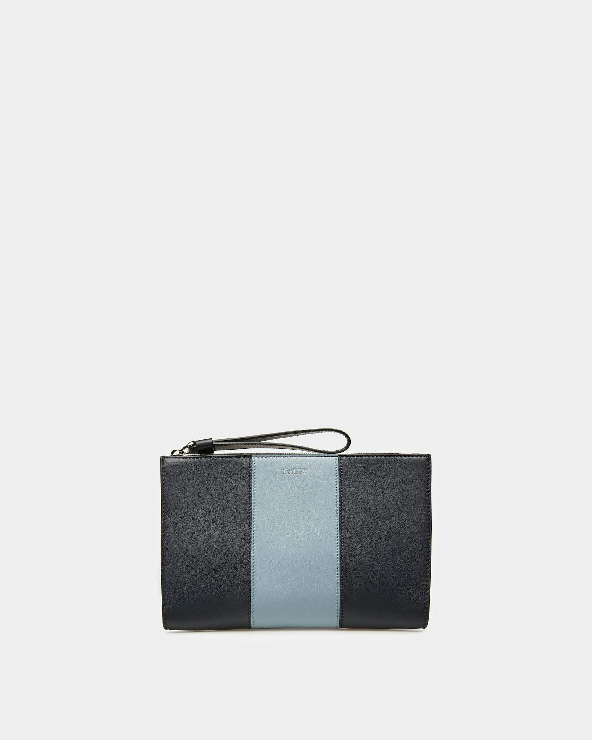 Haig Leather Clutch In Midnight Blue And Light Blue - Men's - Bally - 01