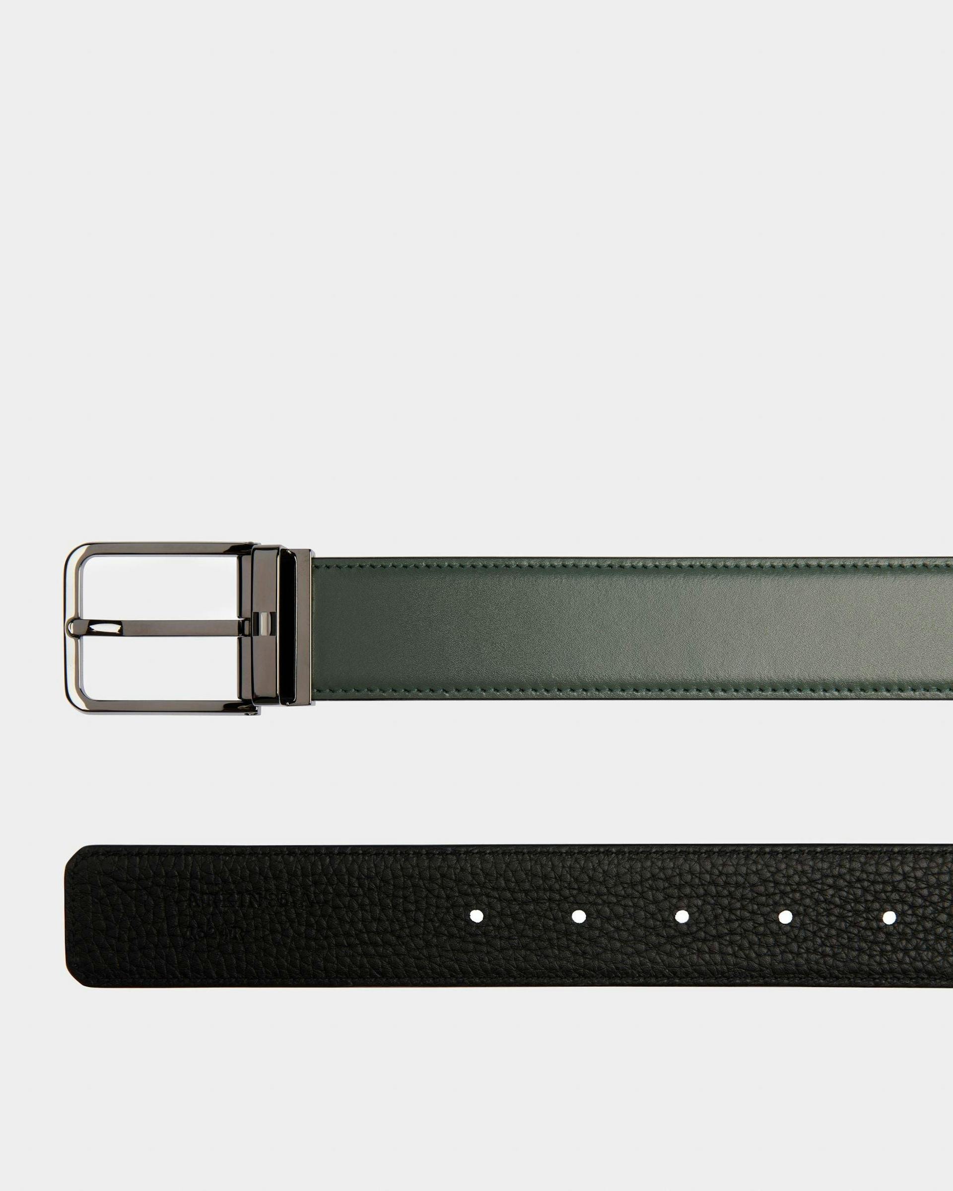 Arkin Leather 35mm Belt In Black & Green - Men's - Bally - 02