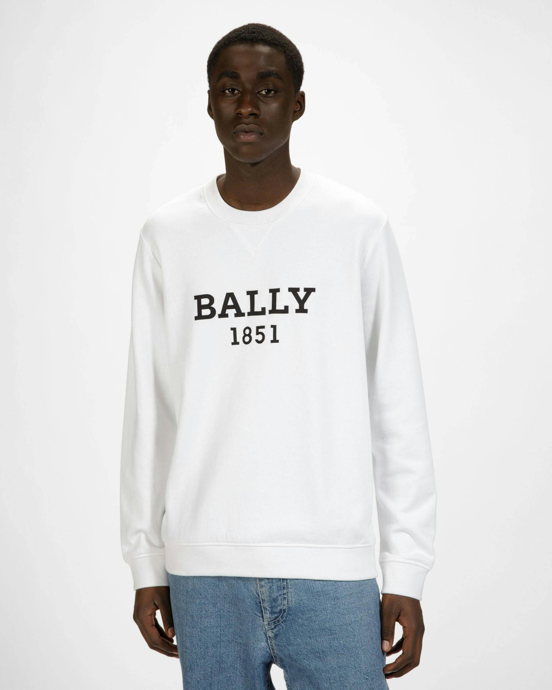 Organic Cotton Sweatshirt In White - Men's - Bally - 02