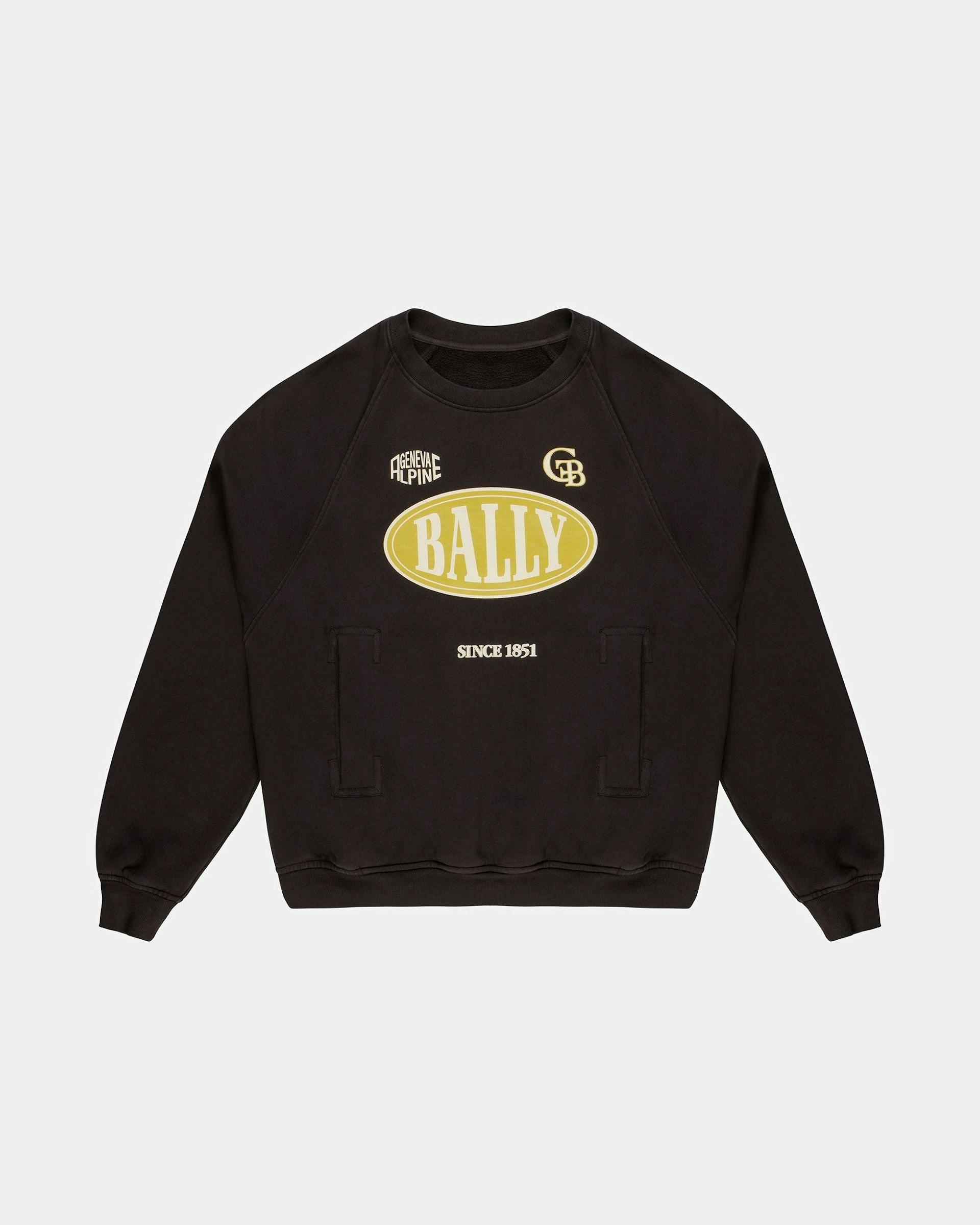 Cotton Printed Crew Neck Sweatshirt In Black - Men's - Bally - 05
