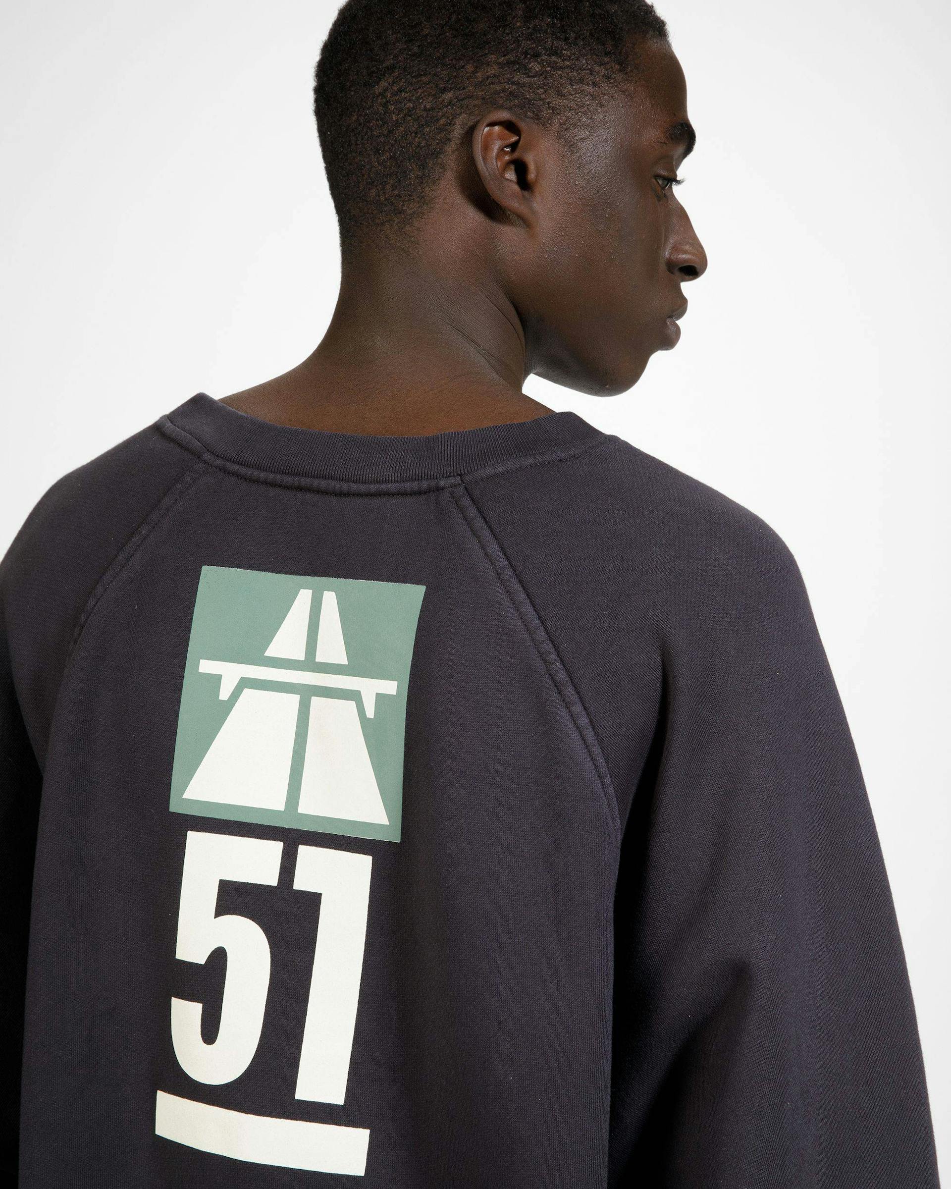 Cotton Printed Crew Neck Sweatshirt In Black - Men's - Bally - 06