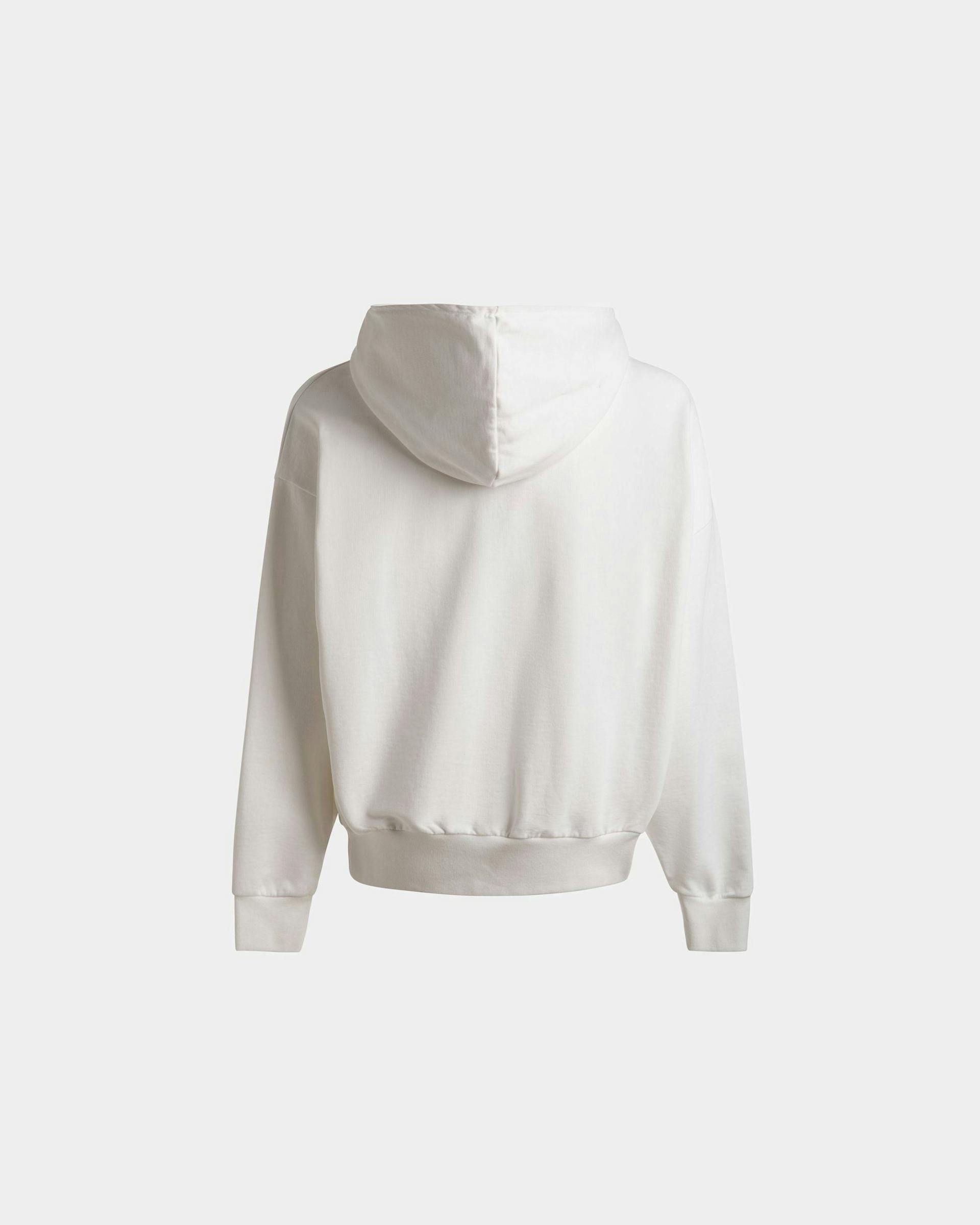 Train Print Hooded Sweatshirt In White Cotton - Men's - Bally - 02