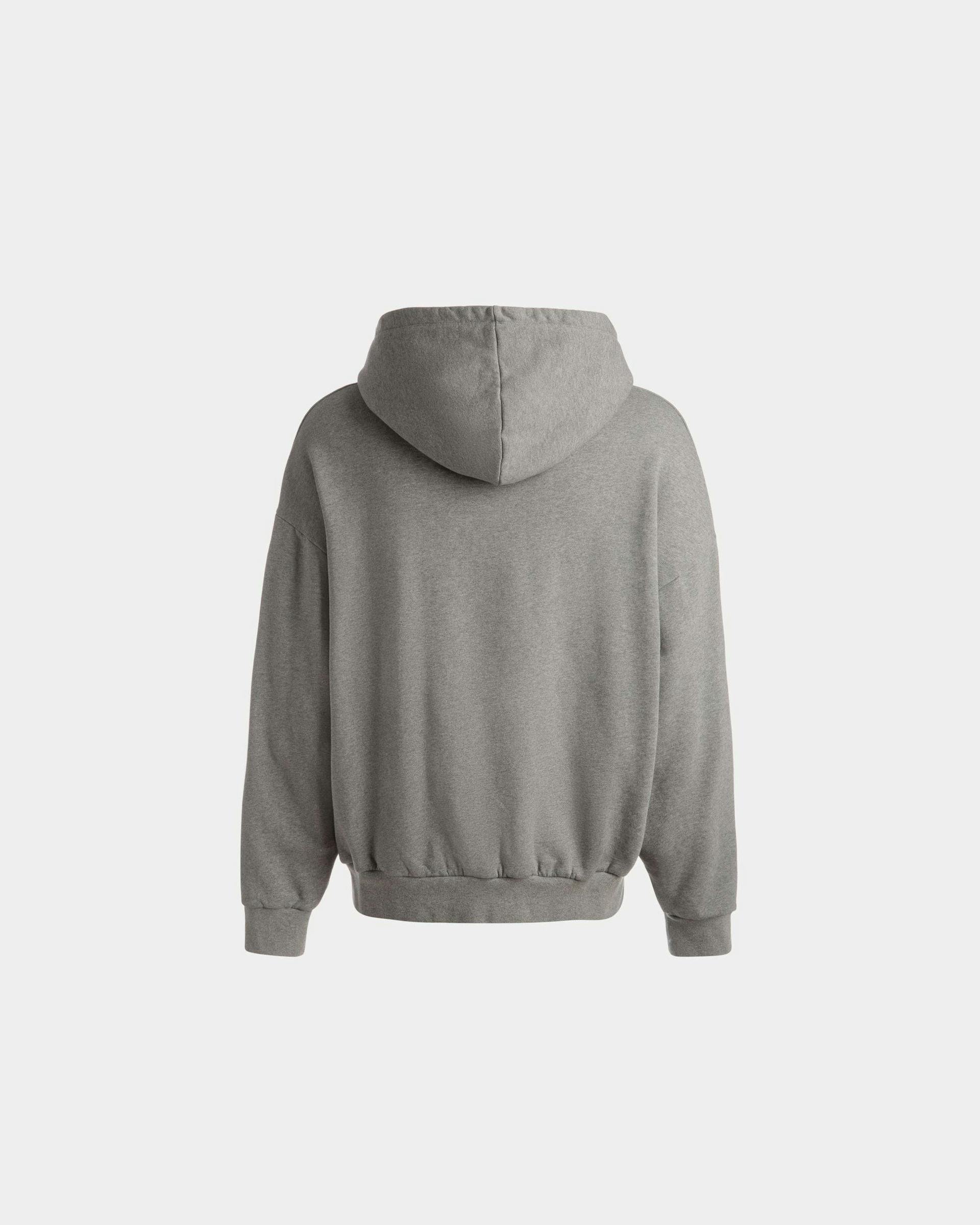 Train Print Hooded Sweatshirt In Gray Melange Cotton - Men's - Bally - 07