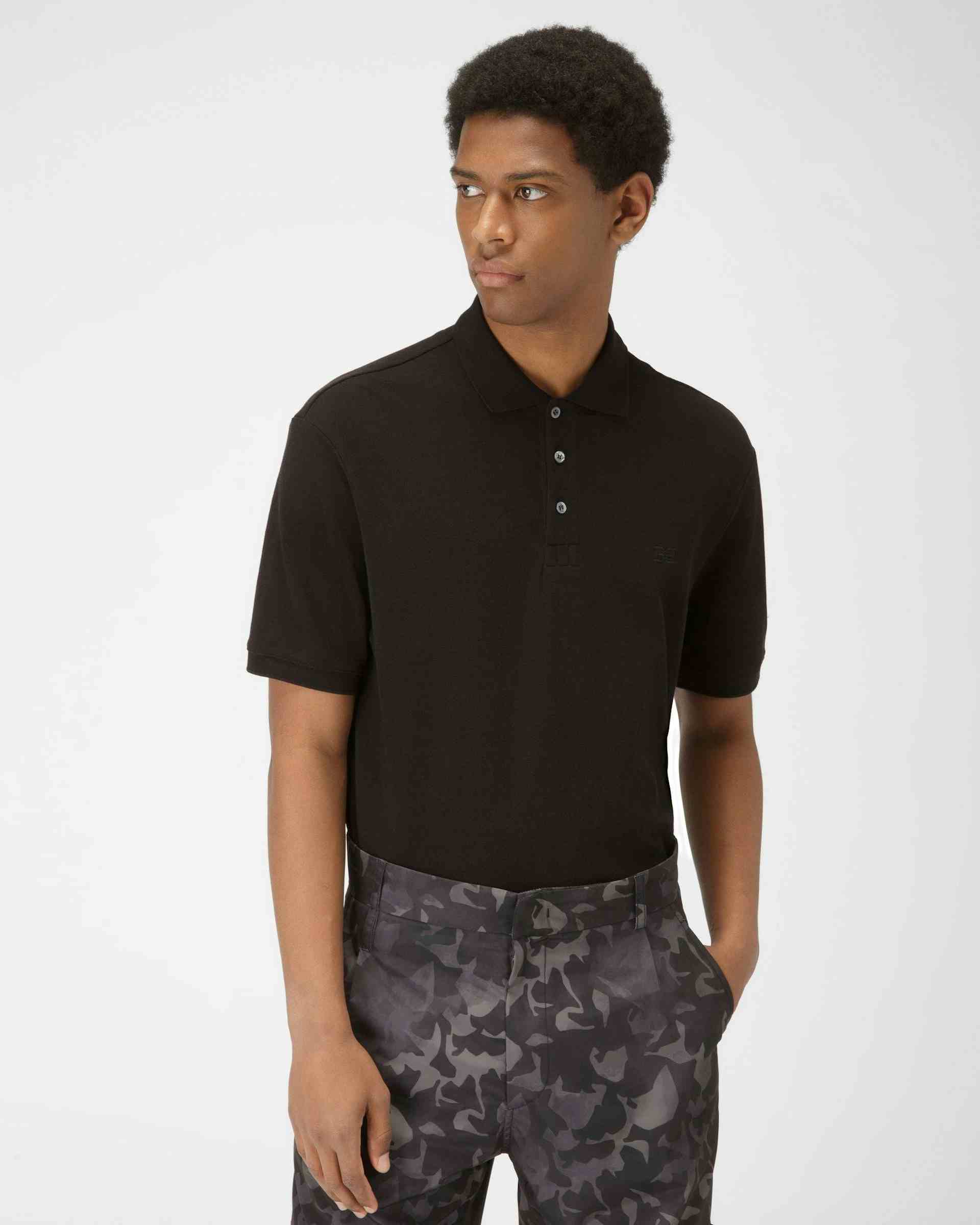 Cotton Polo Shirt In Black - Men's - Bally