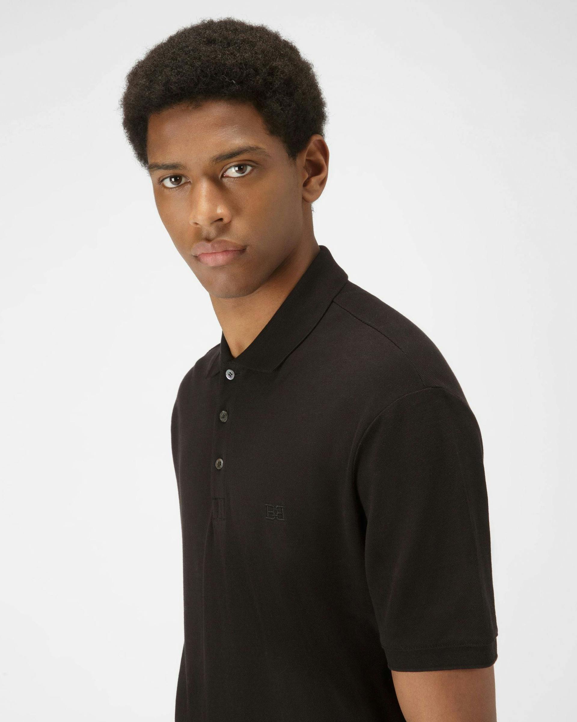 Cotton Polo Shirt In Black - Men's - Bally - 02