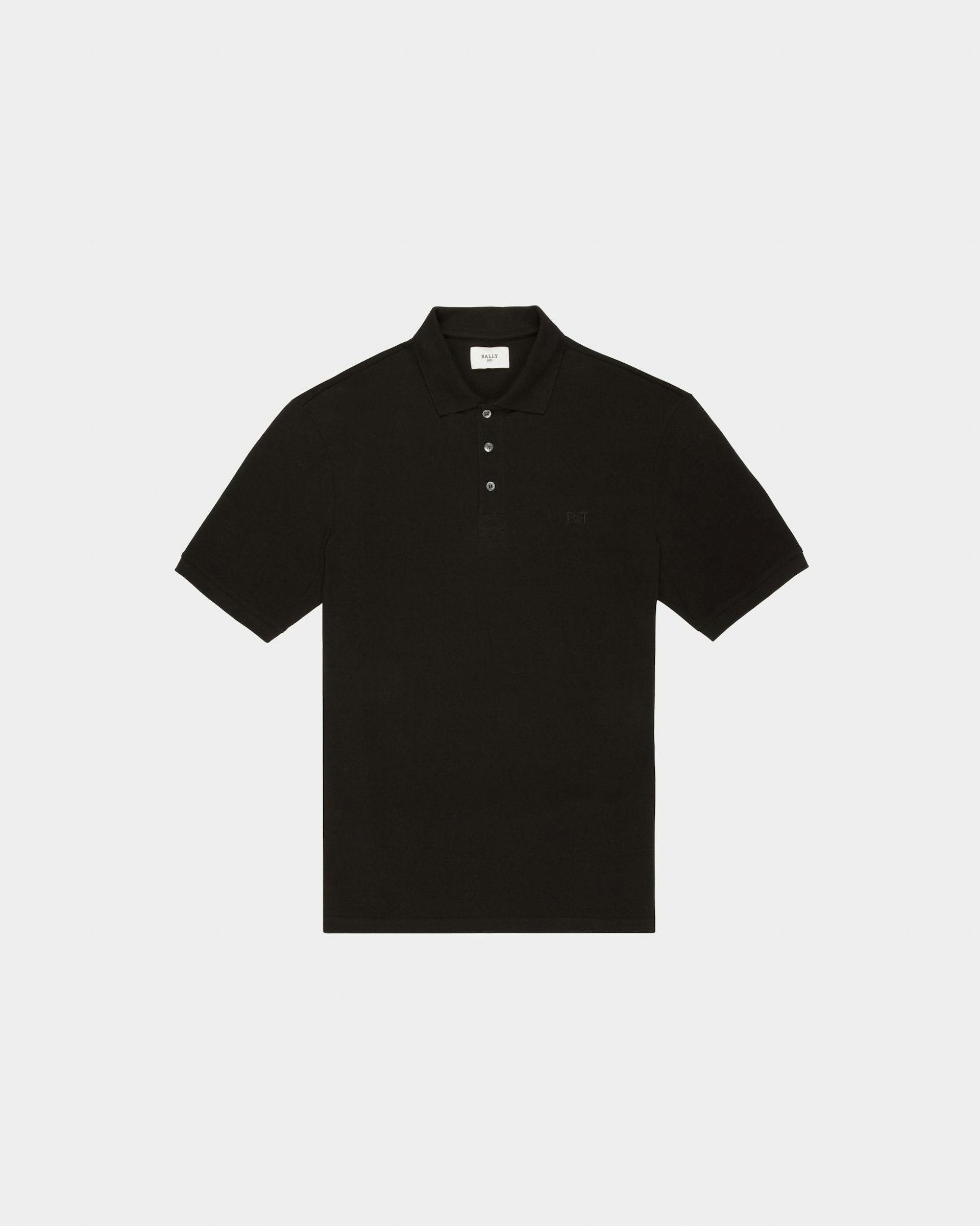 Cotton Polo Shirt In Black - Men's - Bally - 04