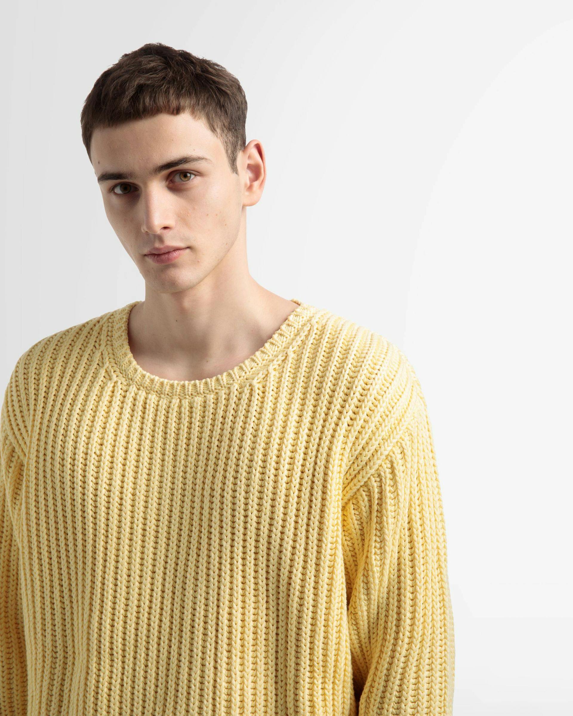 Cotton Knitted Crew Neck In Yellow - Men's - Bally - 03