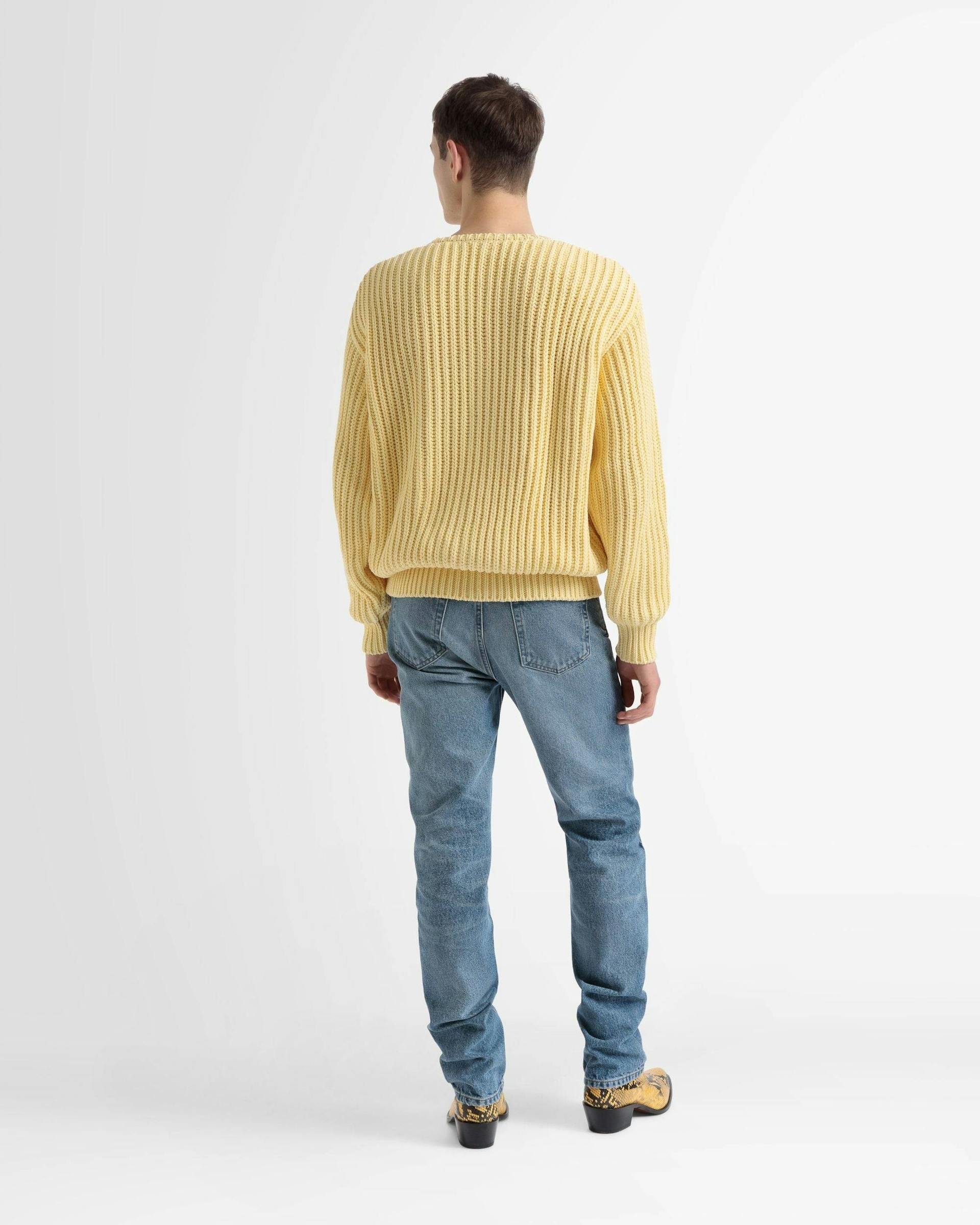 Cotton Knitted Crew Neck In Yellow - Men's - Bally - 05