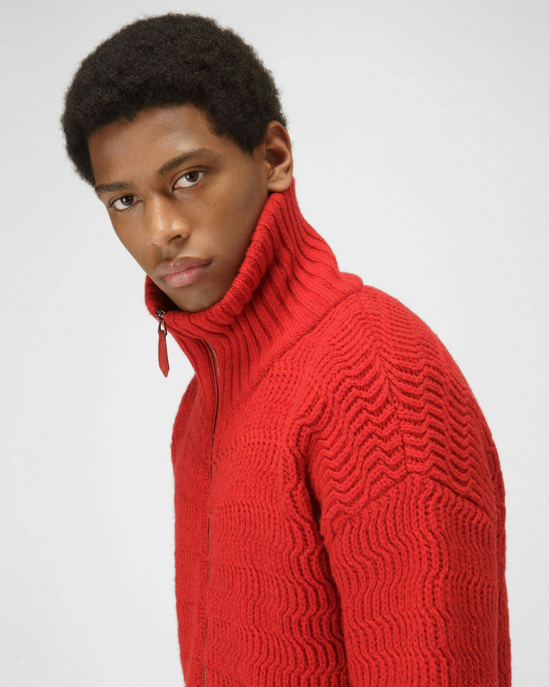 Wool & Cashmere Rollneck In Red - Men's - Bally - 02
