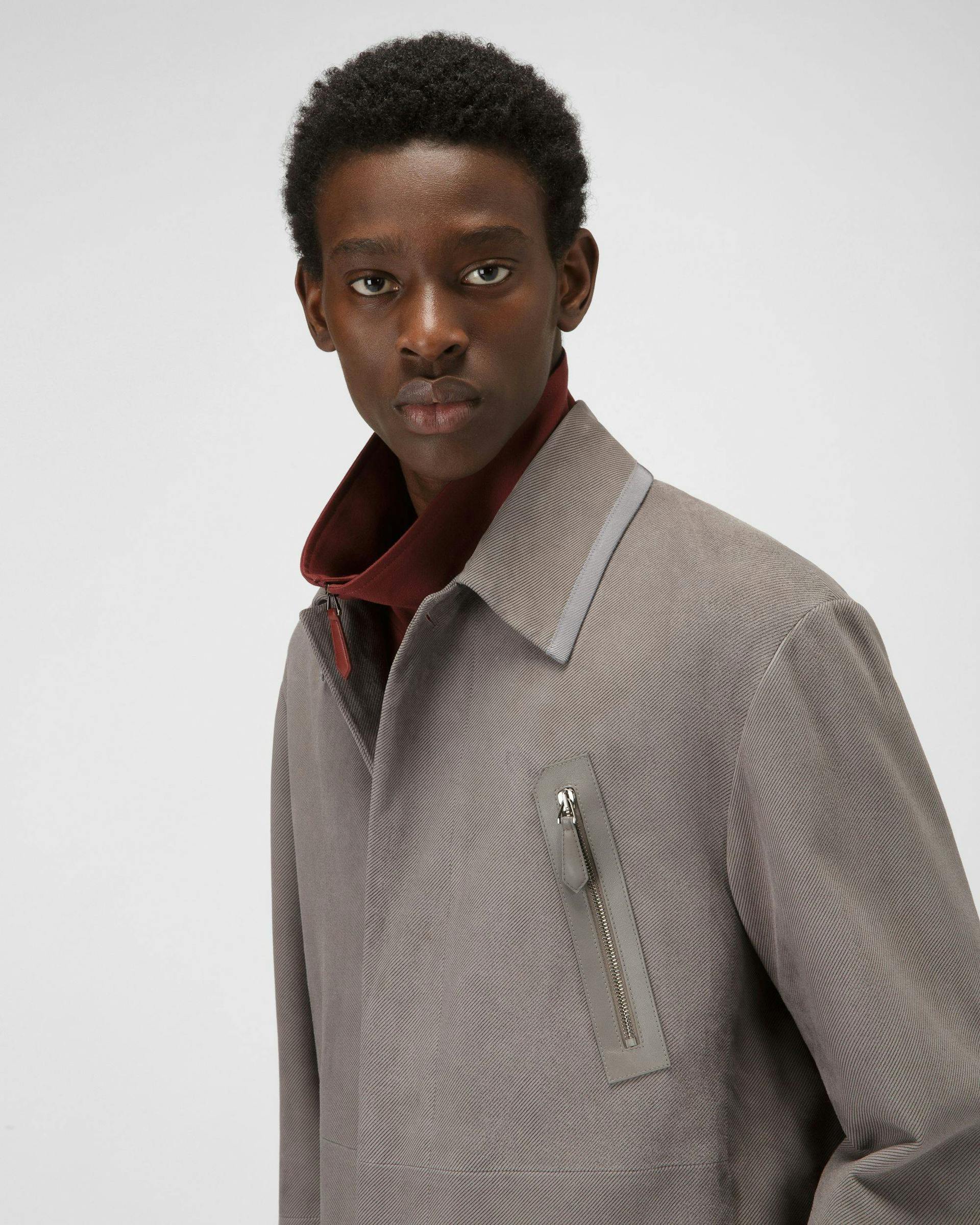 Leather Bomber Jacket In Grey - Men's - Bally - 02