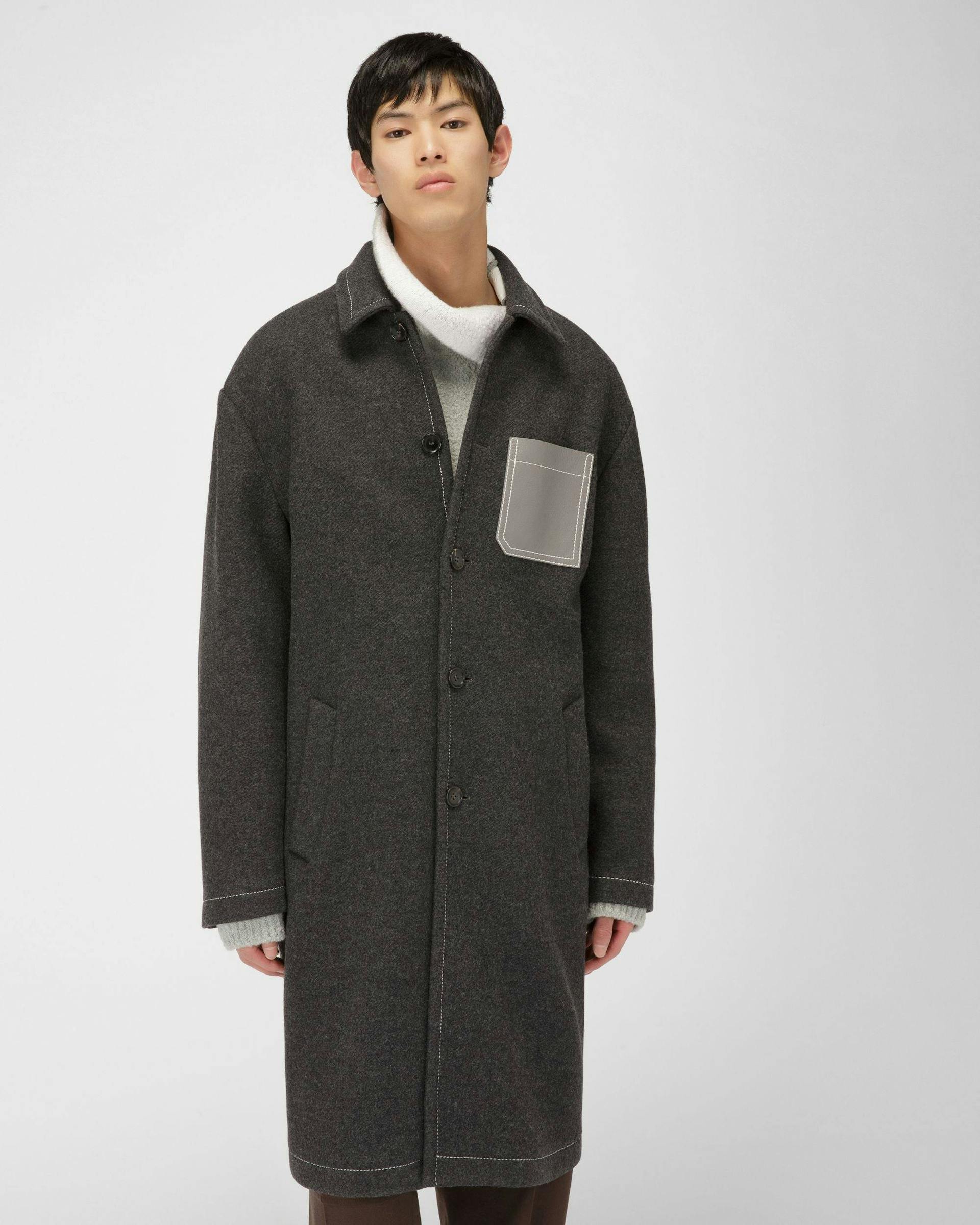 Wool Mix Coat In Grey - Men's - Bally - 01