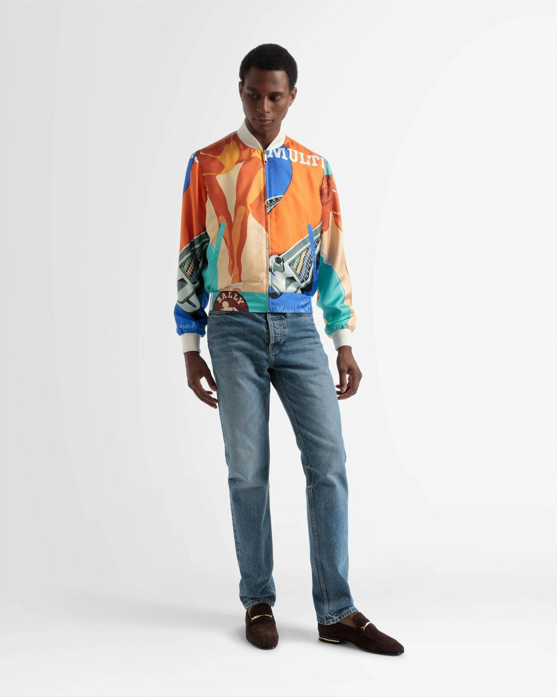Silk Printed Bomber Jacket In Multicolour - Men's - Bally - 01