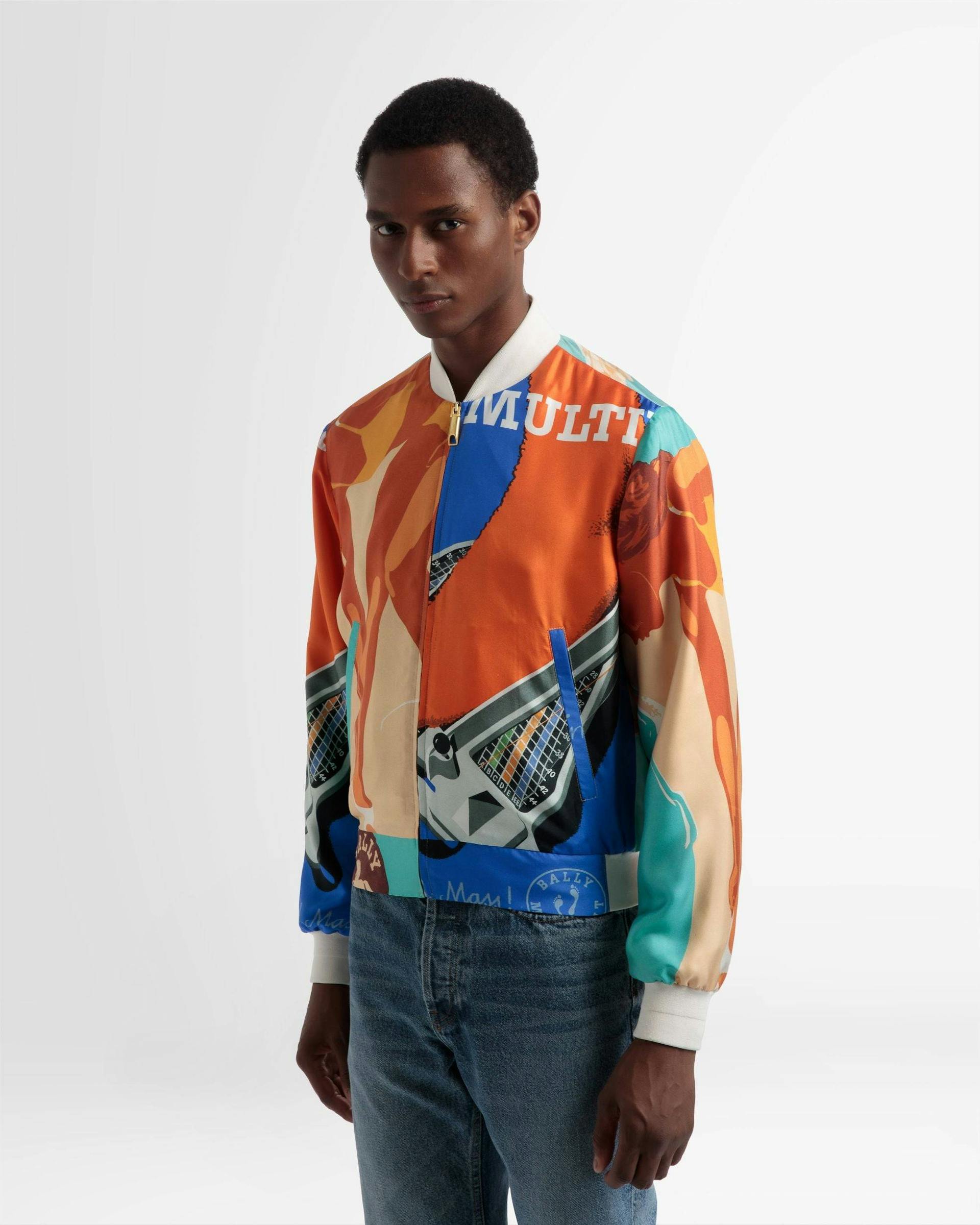 Silk Printed Bomber Jacket In Multicolour - Men's - Bally - 02