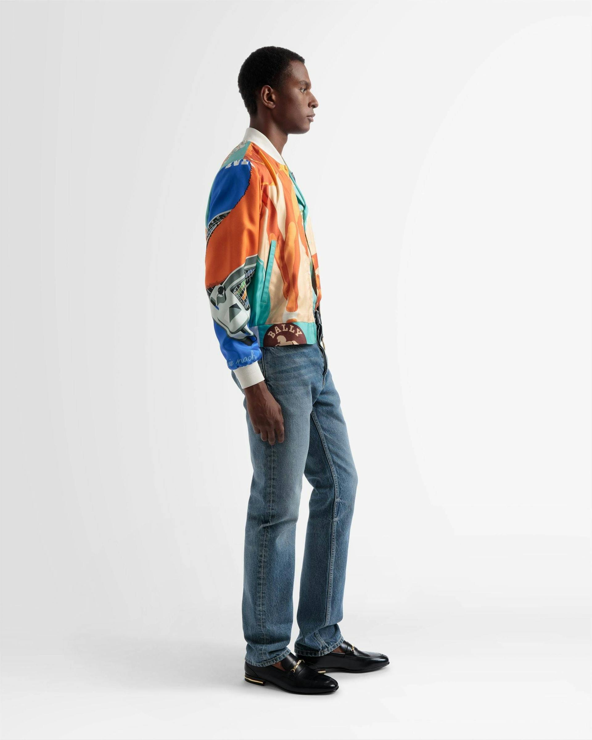 Silk Printed Bomber Jacket In Multicolour - Men's - Bally - 04