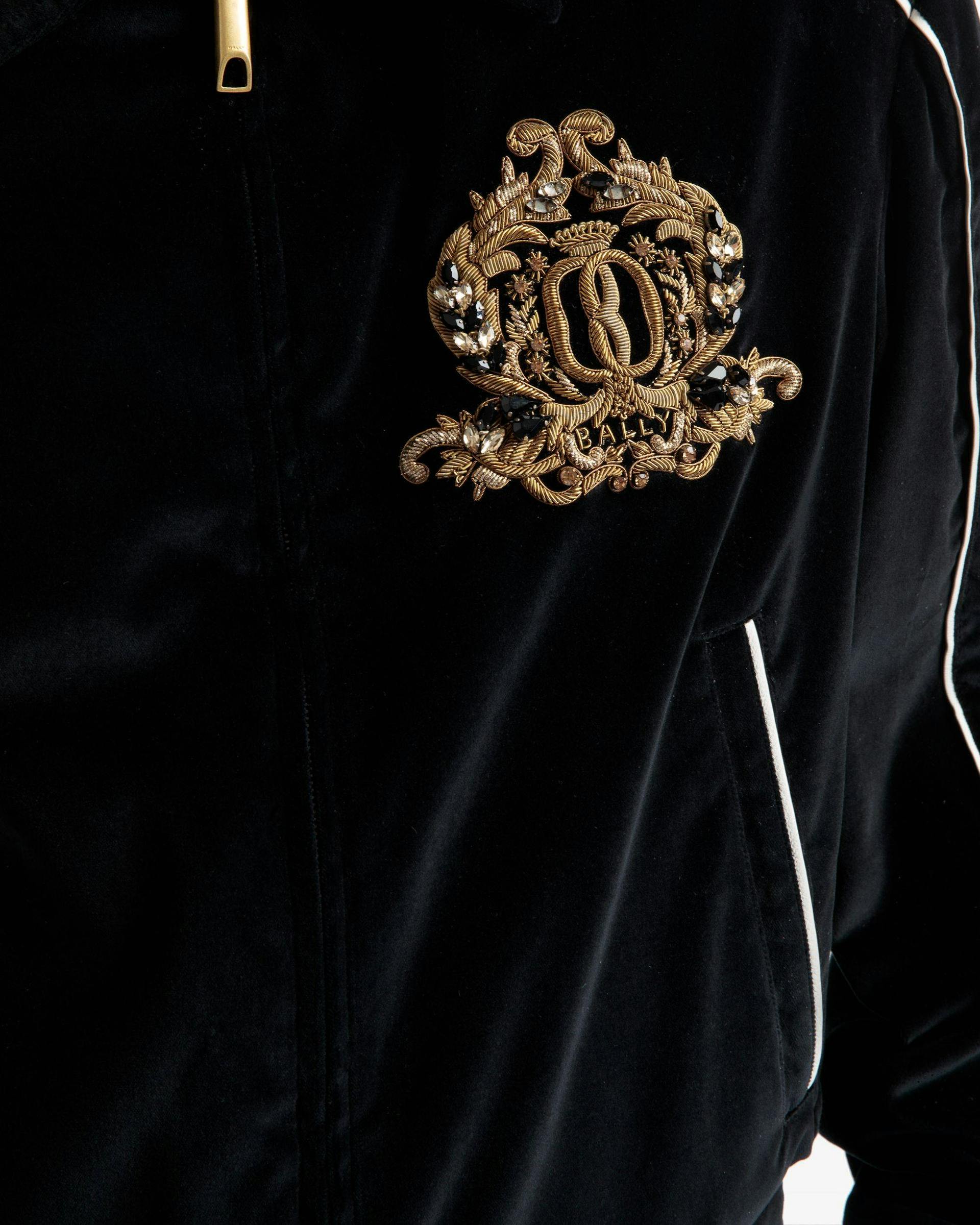 Embroidered Velvet Bomber Jacket In Black - Men's - Bally - 03