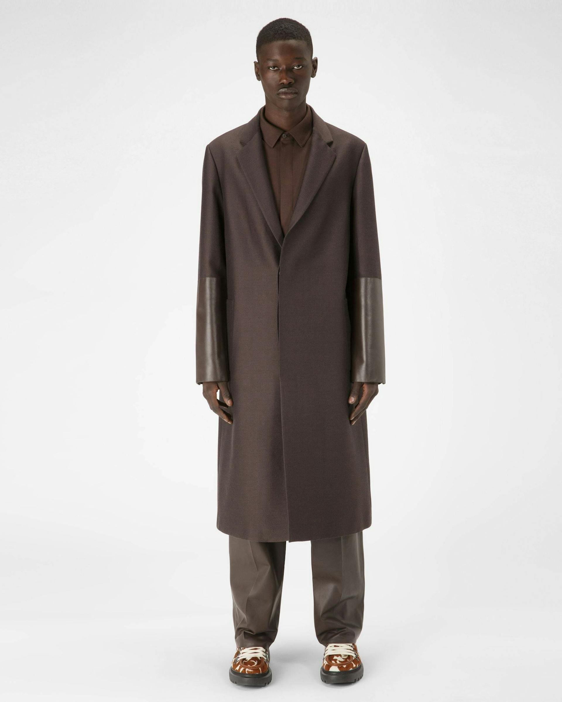 Wool & Cotton Coat In Ebony Brown - Men's - Bally - 05