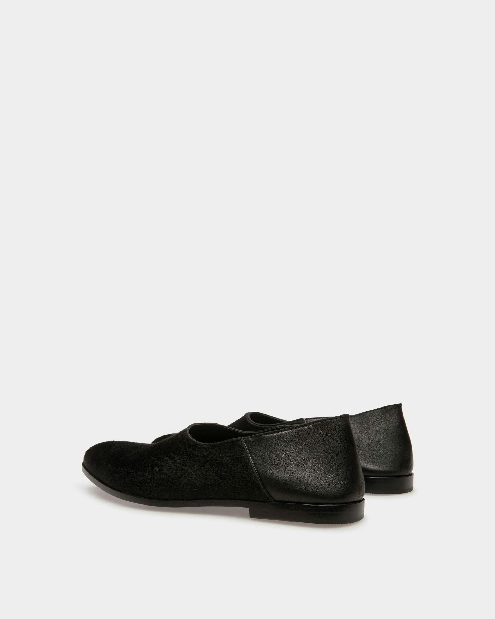 Men's Vegas Flat Loafers In Black Haircalf Leather | Bally | Still Life 3/4 Back
