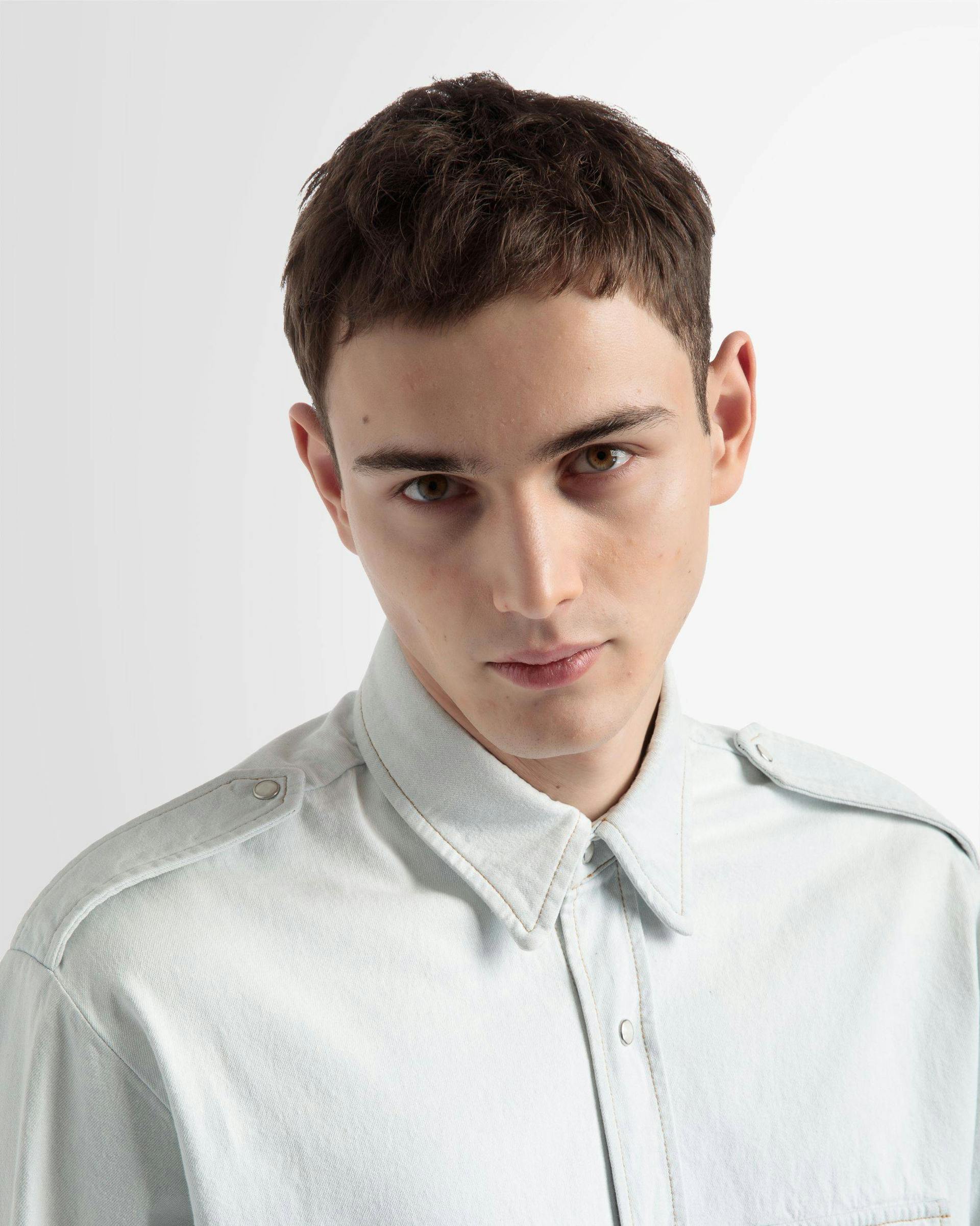 Cotton Long Sleeve Shirt In Bleached White - Men's - Bally - 04