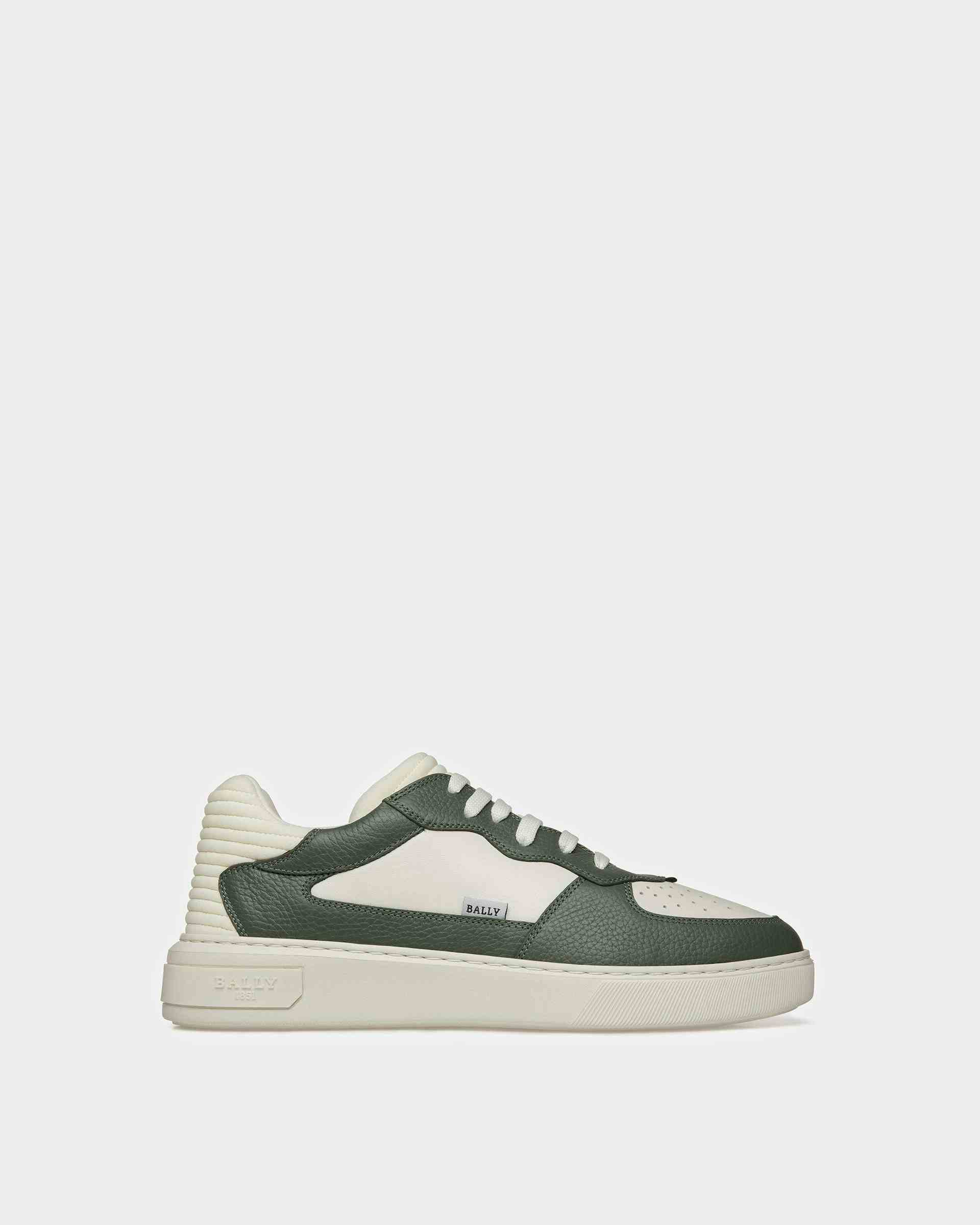 Mark Leather And Fabric Sneakers In Sage And White - Men's - Bally