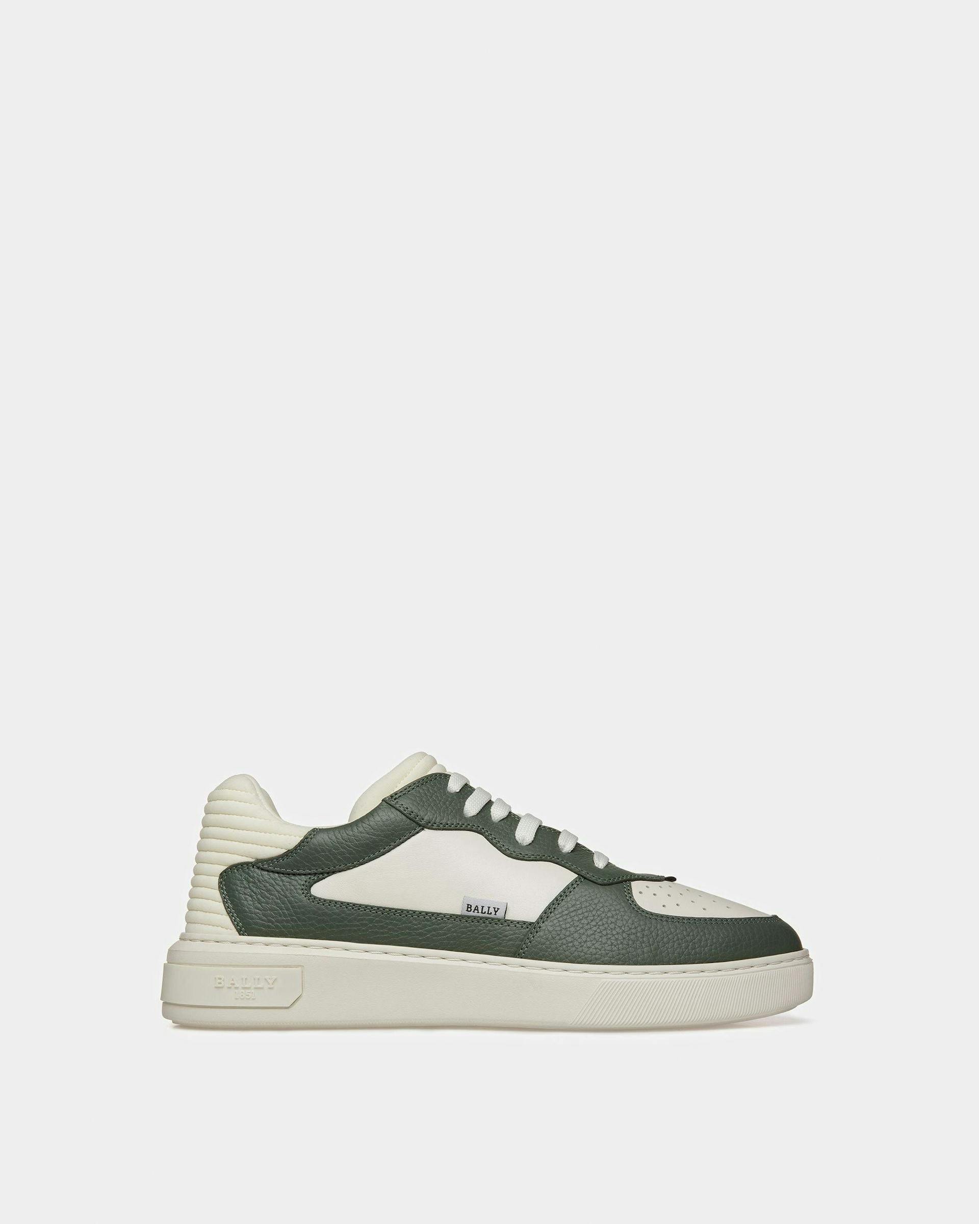 Mark Leather And Fabric Sneakers In Sage And White - Men's - Bally - 01