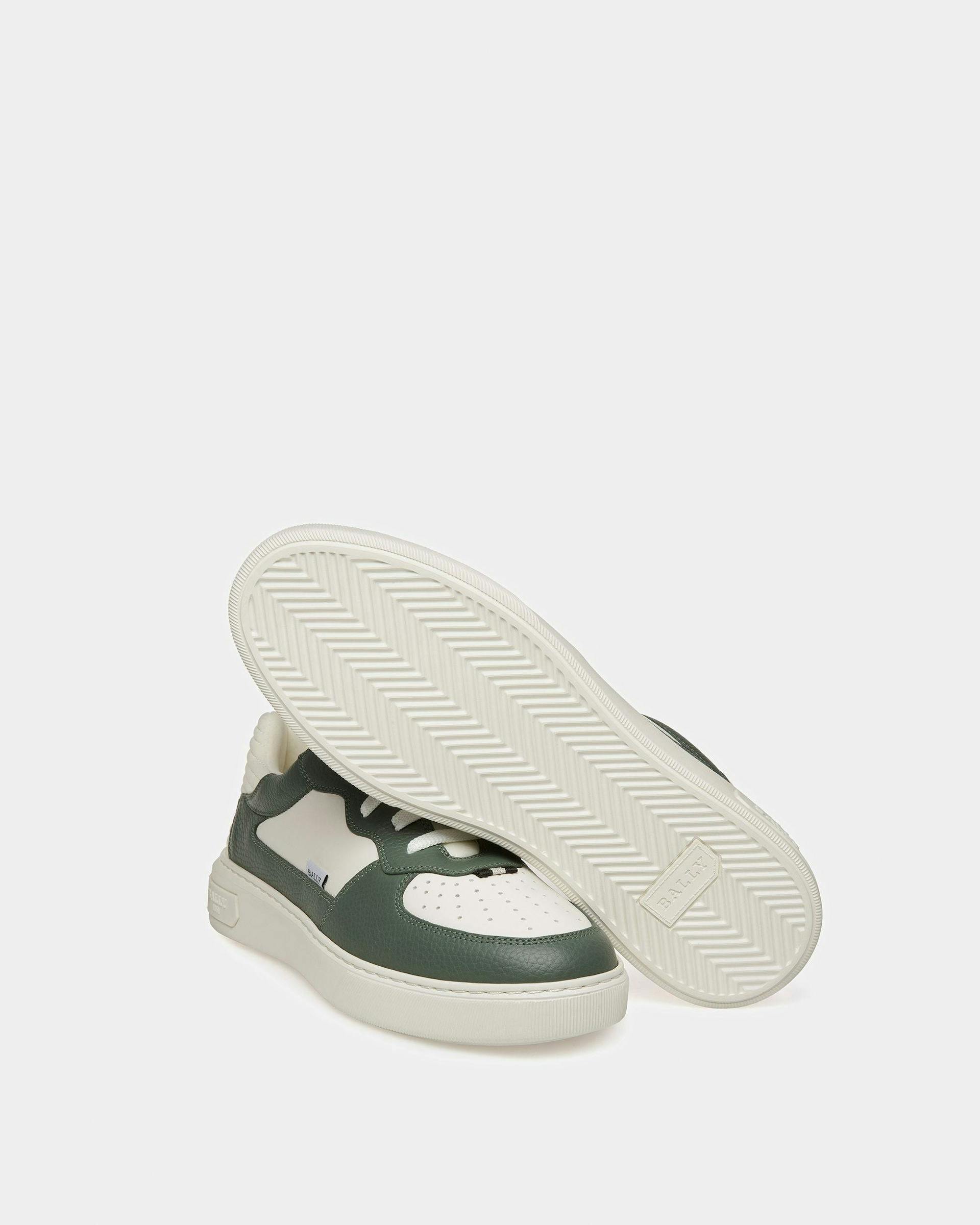 Mark Leather And Fabric Sneakers In Sage And White - Men's - Bally - 05