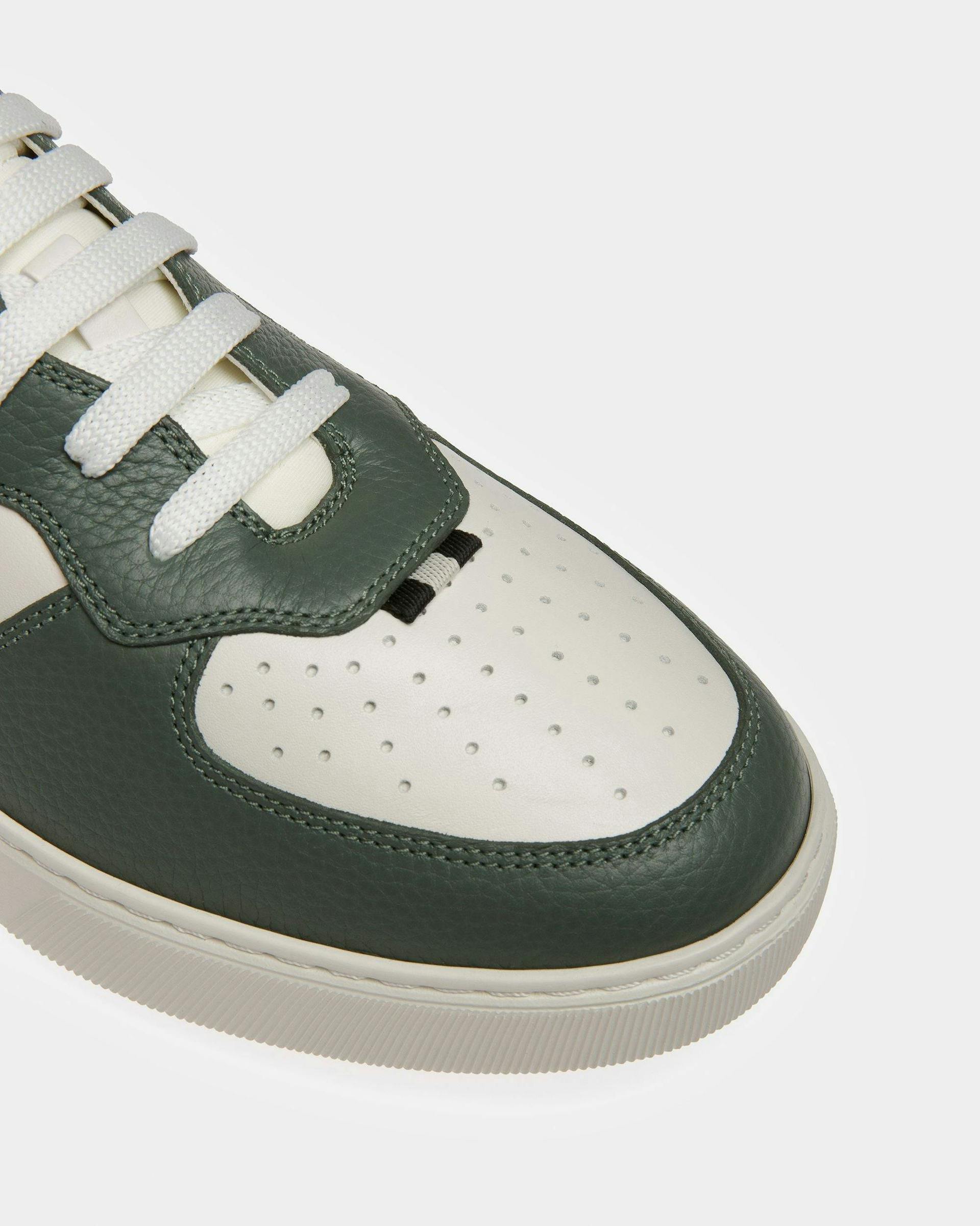 Mark Leather And Fabric Sneakers In Sage And White - Men's - Bally - 06