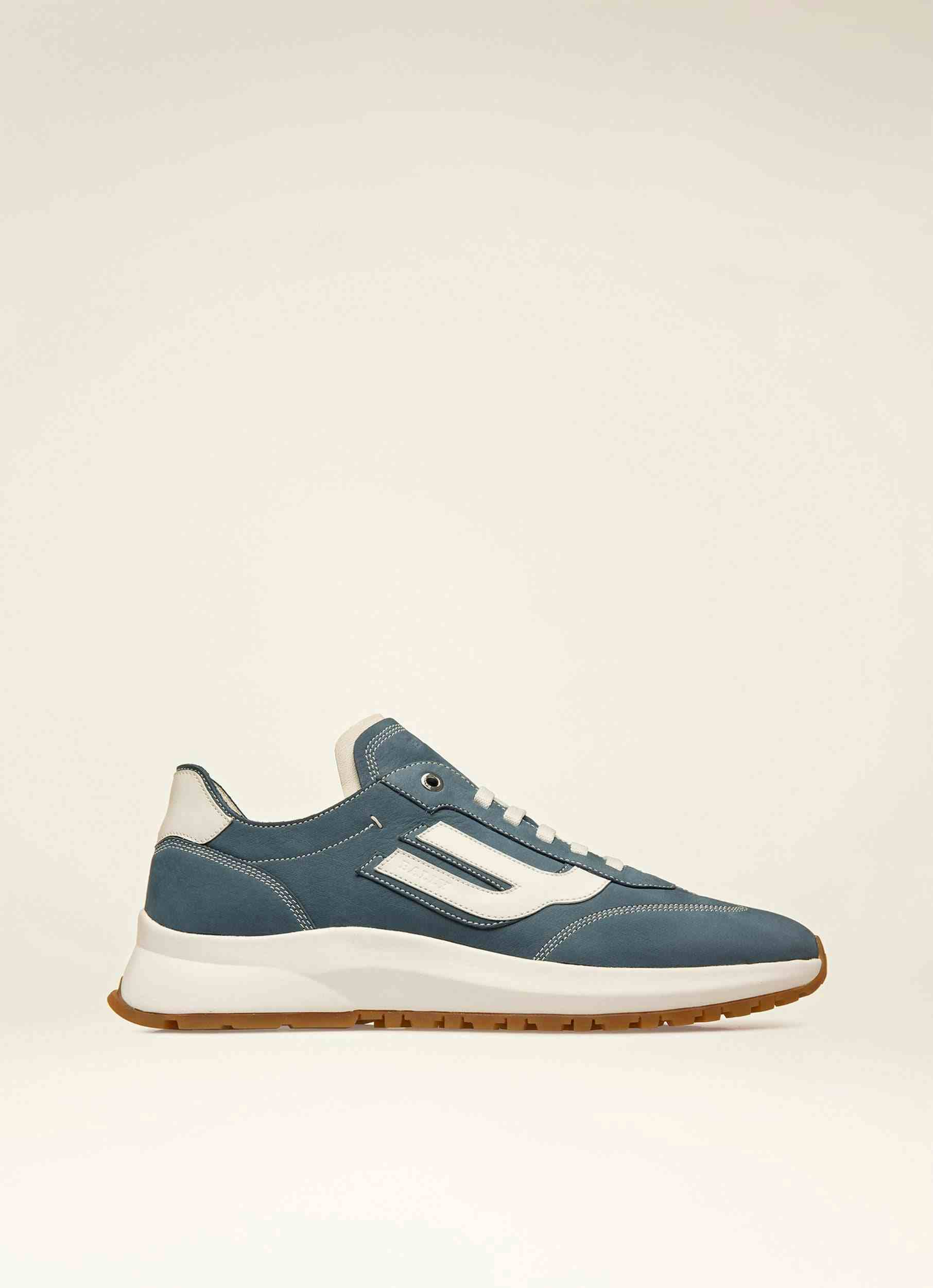 OUTLINE Leather Sneakers In Blue & White - Men's - Bally