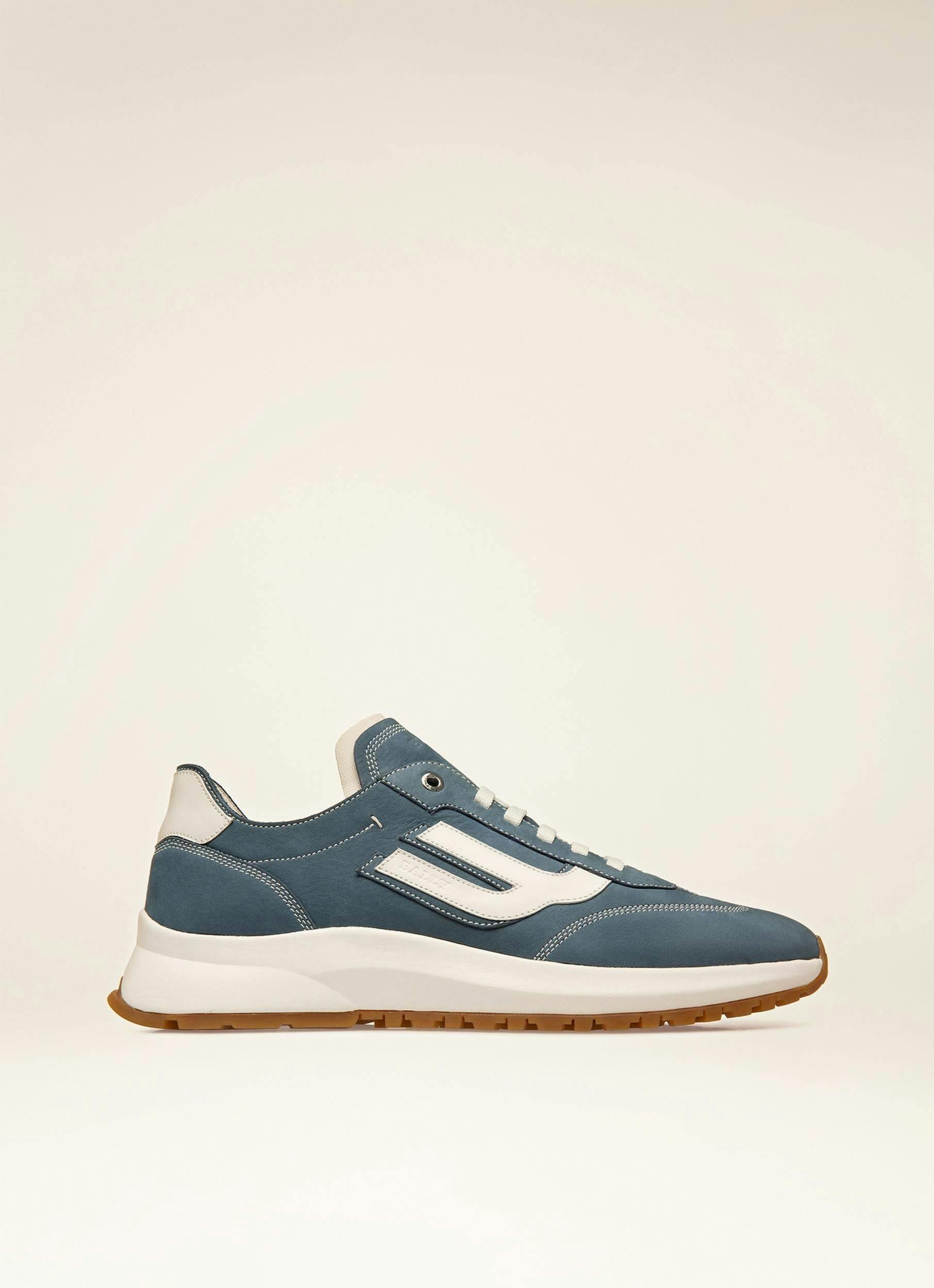 OUTLINE Leather Sneakers In Blue & White - Men's - Bally - 01