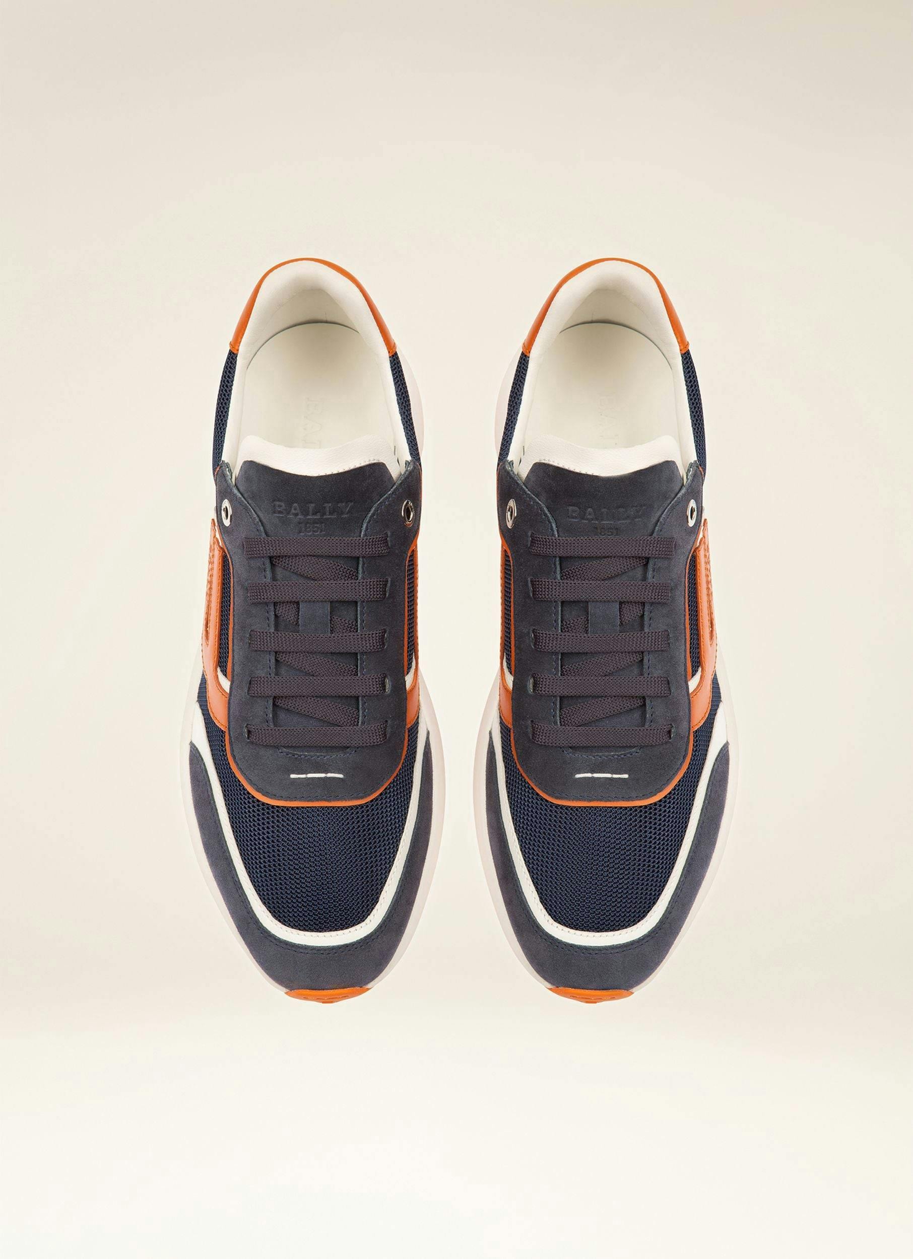 Demmy Mesh & Leather Sneakers In Navy & White - Men's - Bally - 04