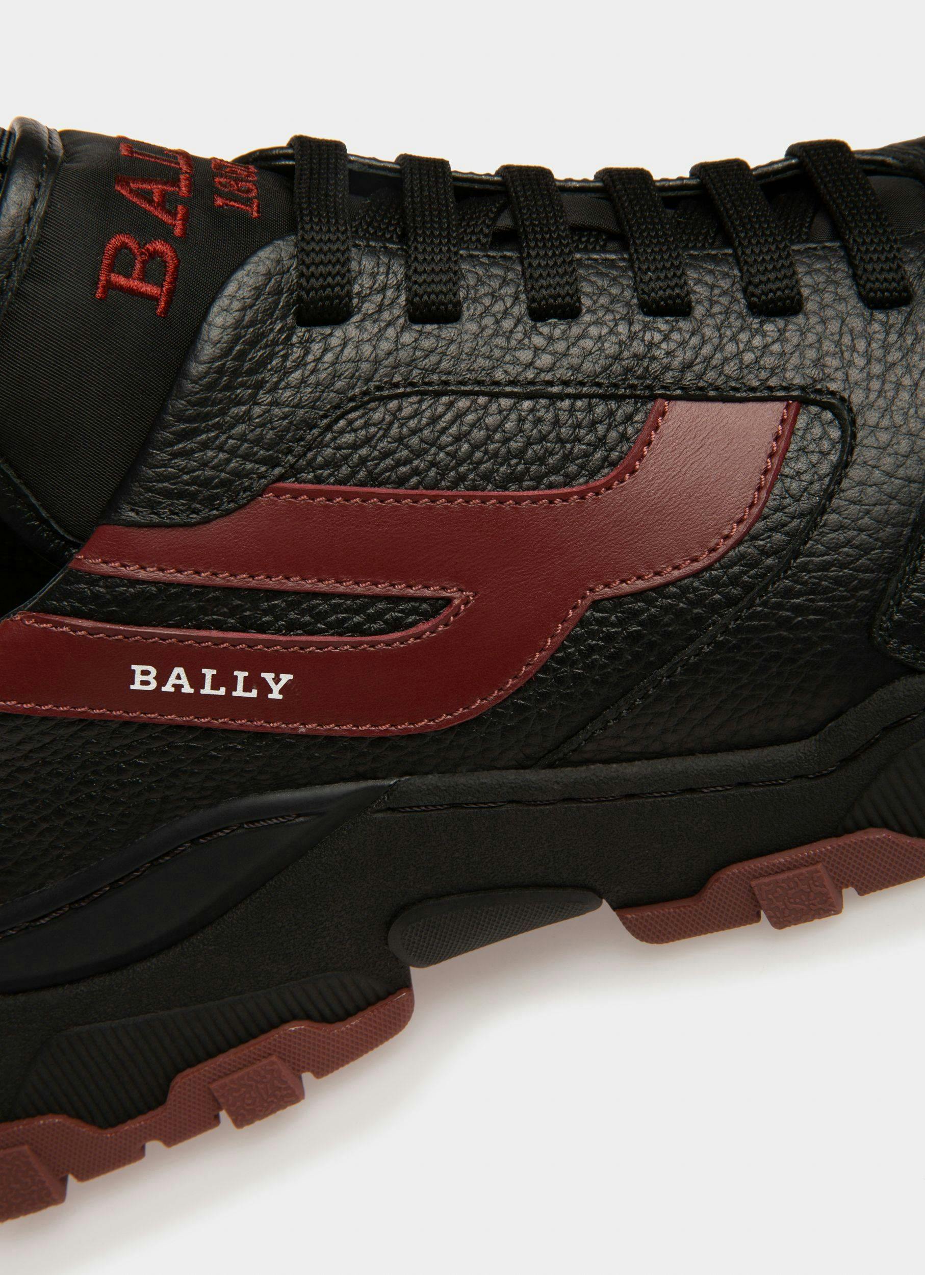 Holden Leather And Fabric Sneakers In Black And Heritage Red - Men's - Bally - 06