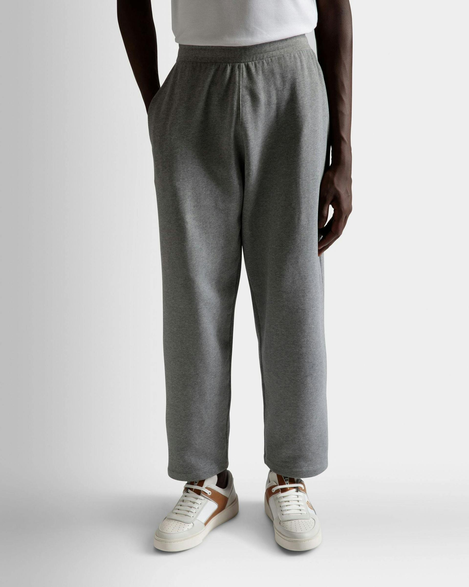 Drawstring Sweatpants In Gray Melange Cotton - Men's - Bally - 03