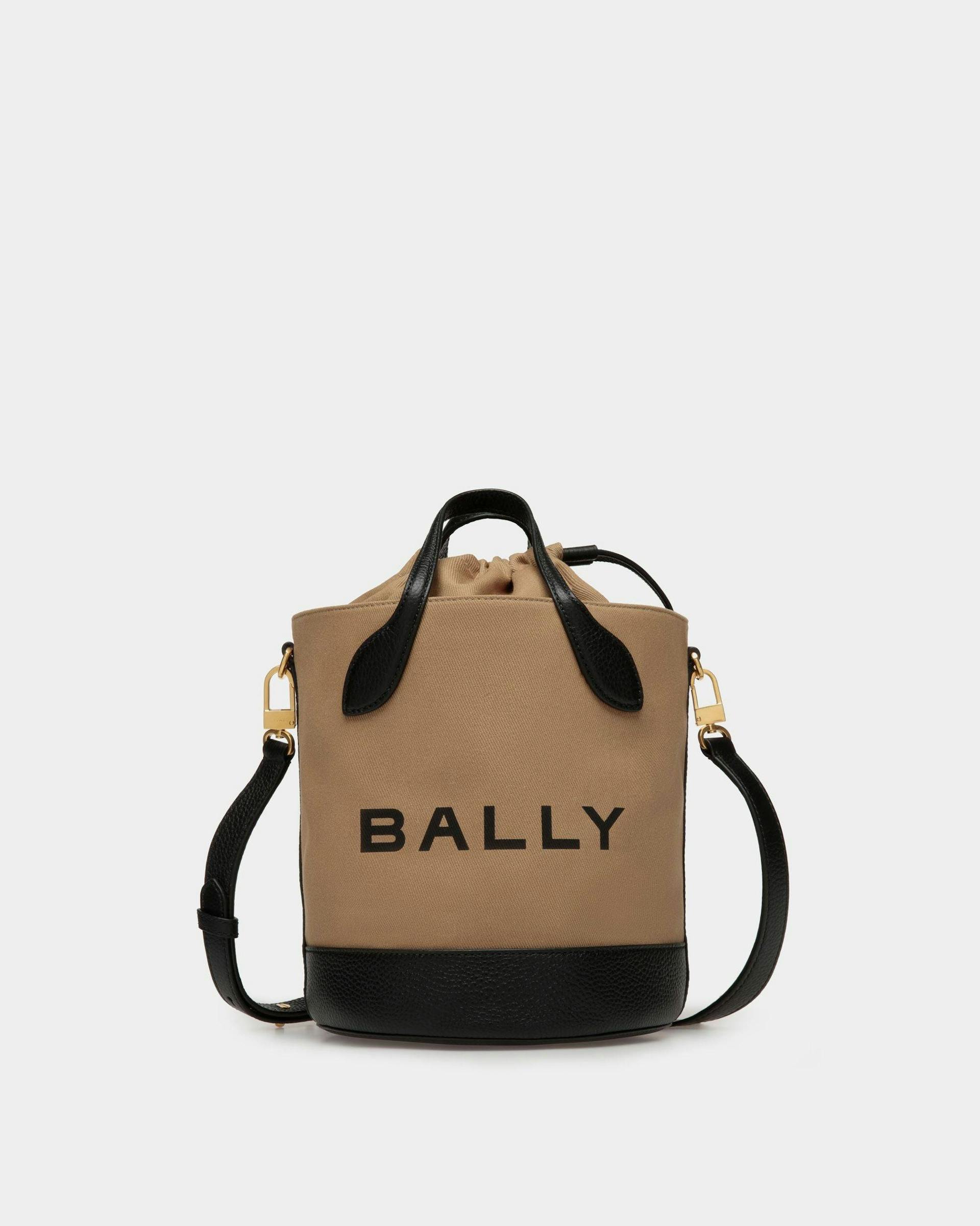 Bar Bucket Bag In Sand And Black Fabric - Women's - Bally - 01