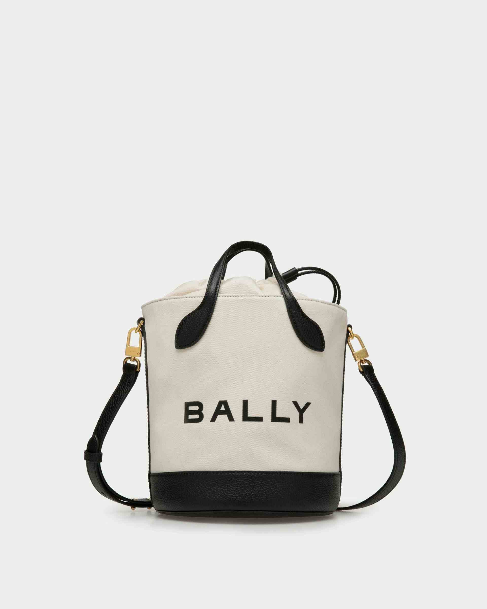 Bar Bucket Bag In Natural And Black Fabric - Women's - Bally
