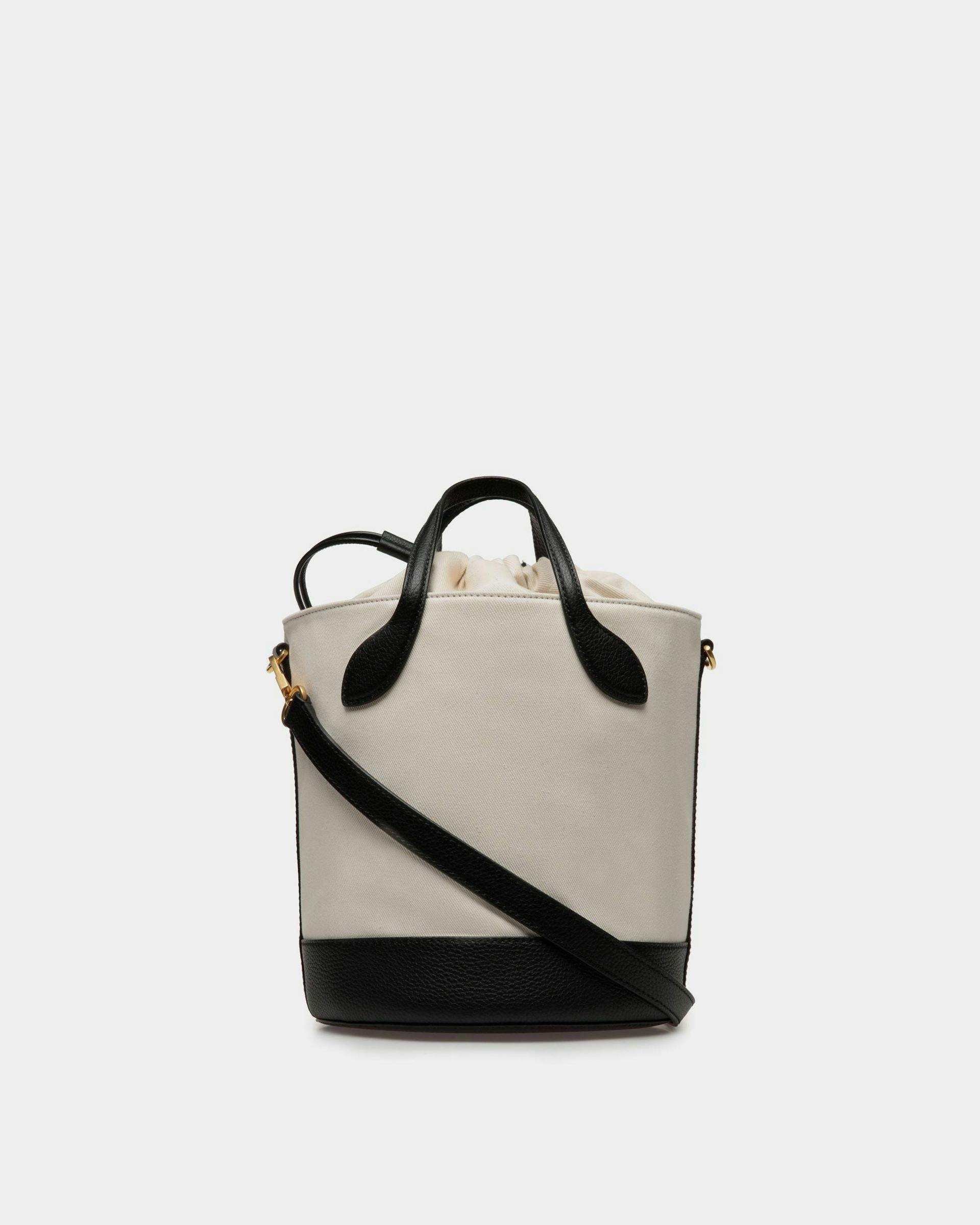 Bar Bucket Bag In Natural And Black Fabric - Women's - Bally - 03