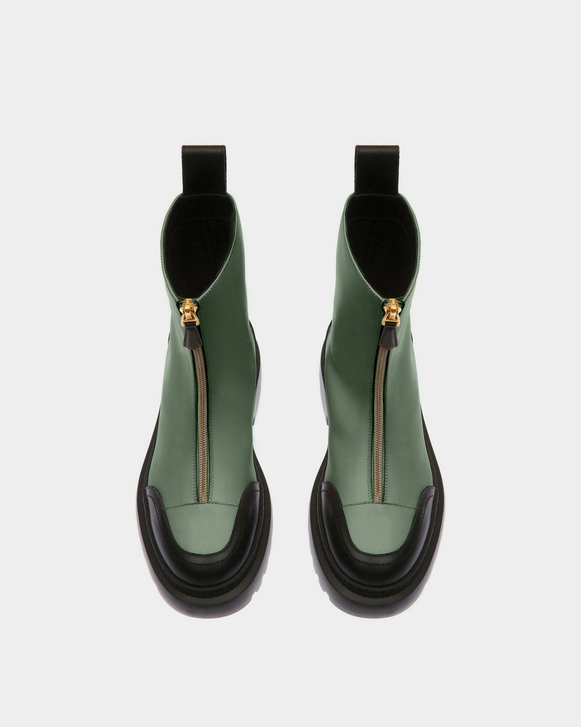 Giuli Leather Booties In Green - Women's - Bally - 02