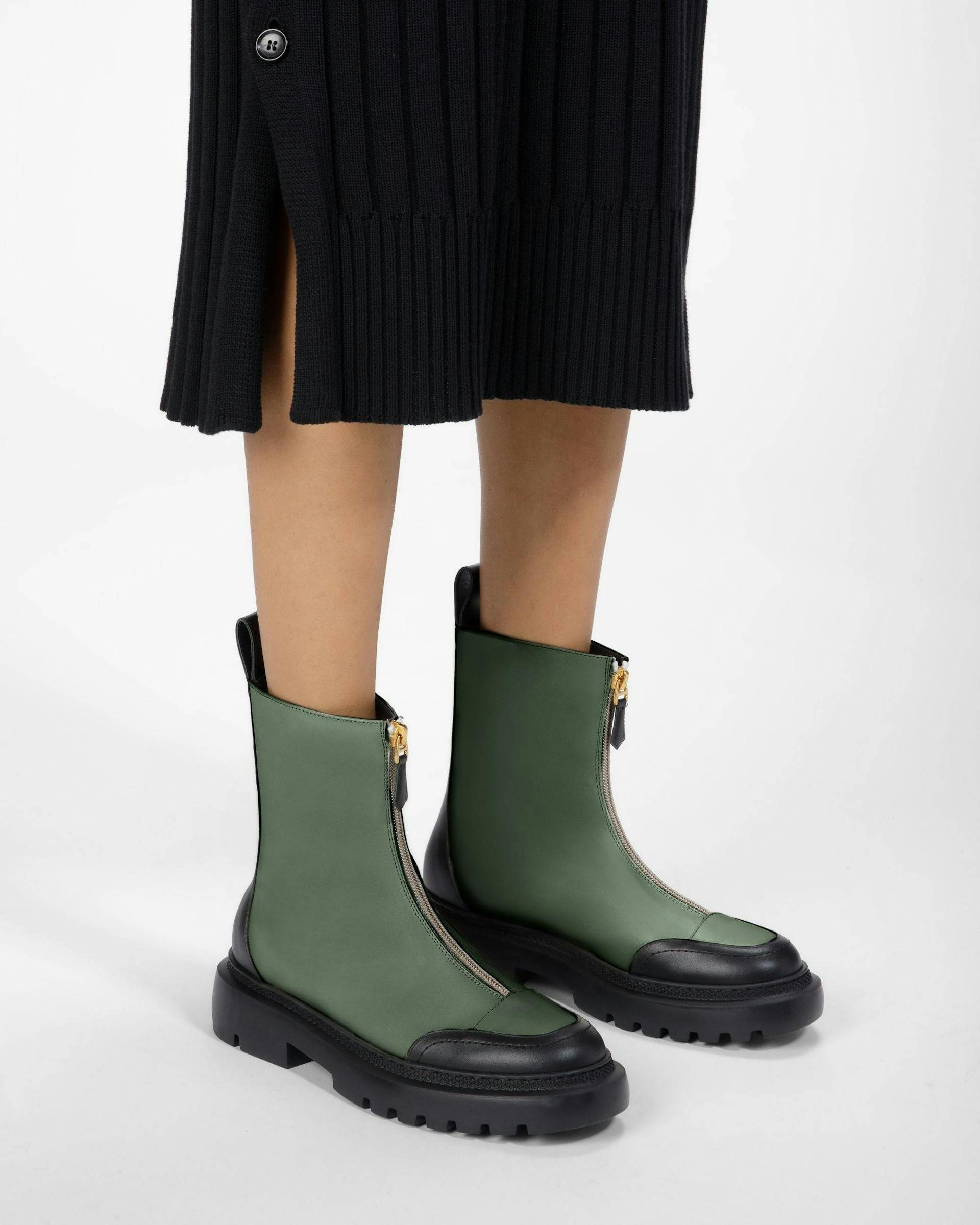 Giuli Leather Booties In Green - Women's - Bally - 03