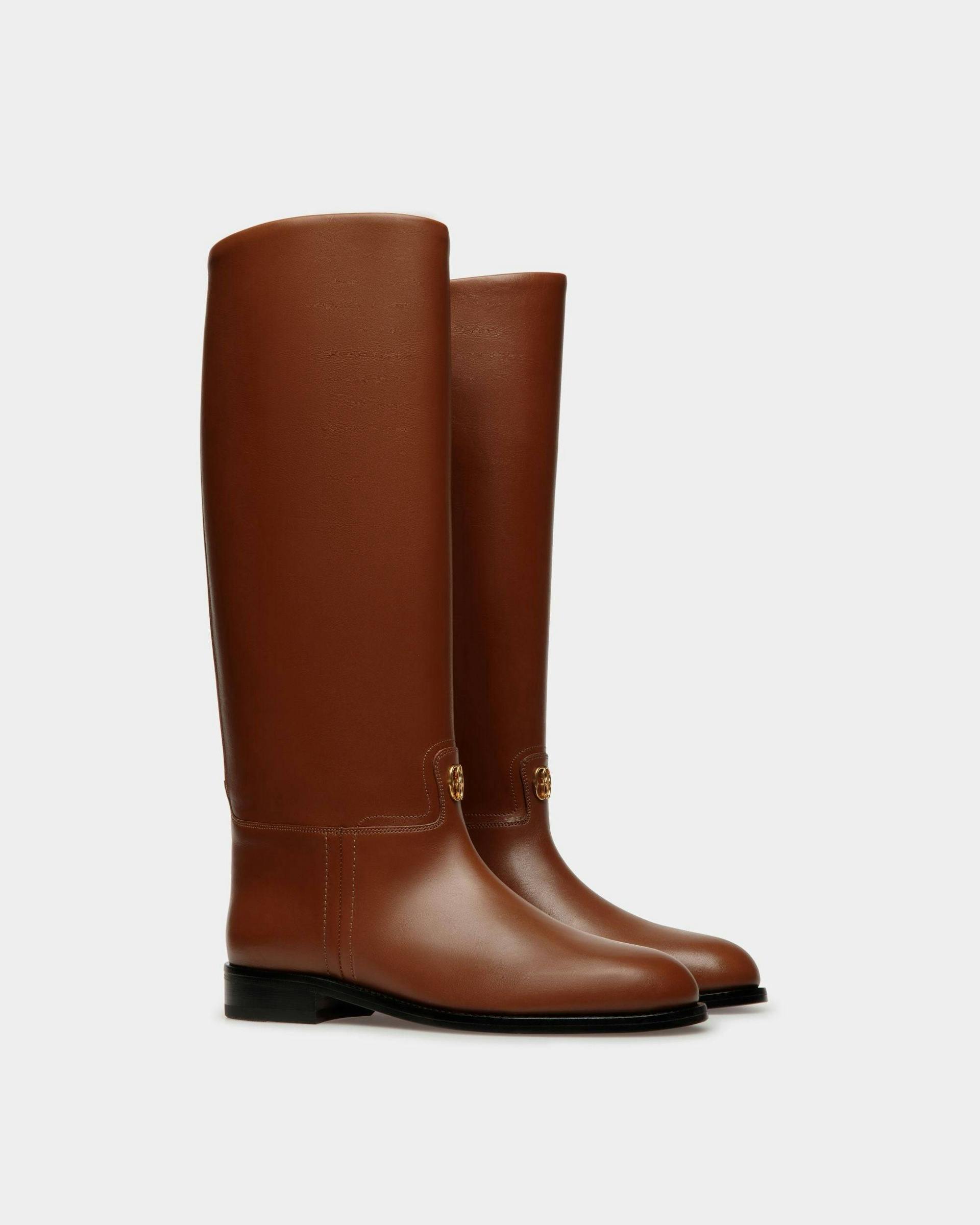 Huntington Long Boots In Brown Leather - Women's - Bally - 03