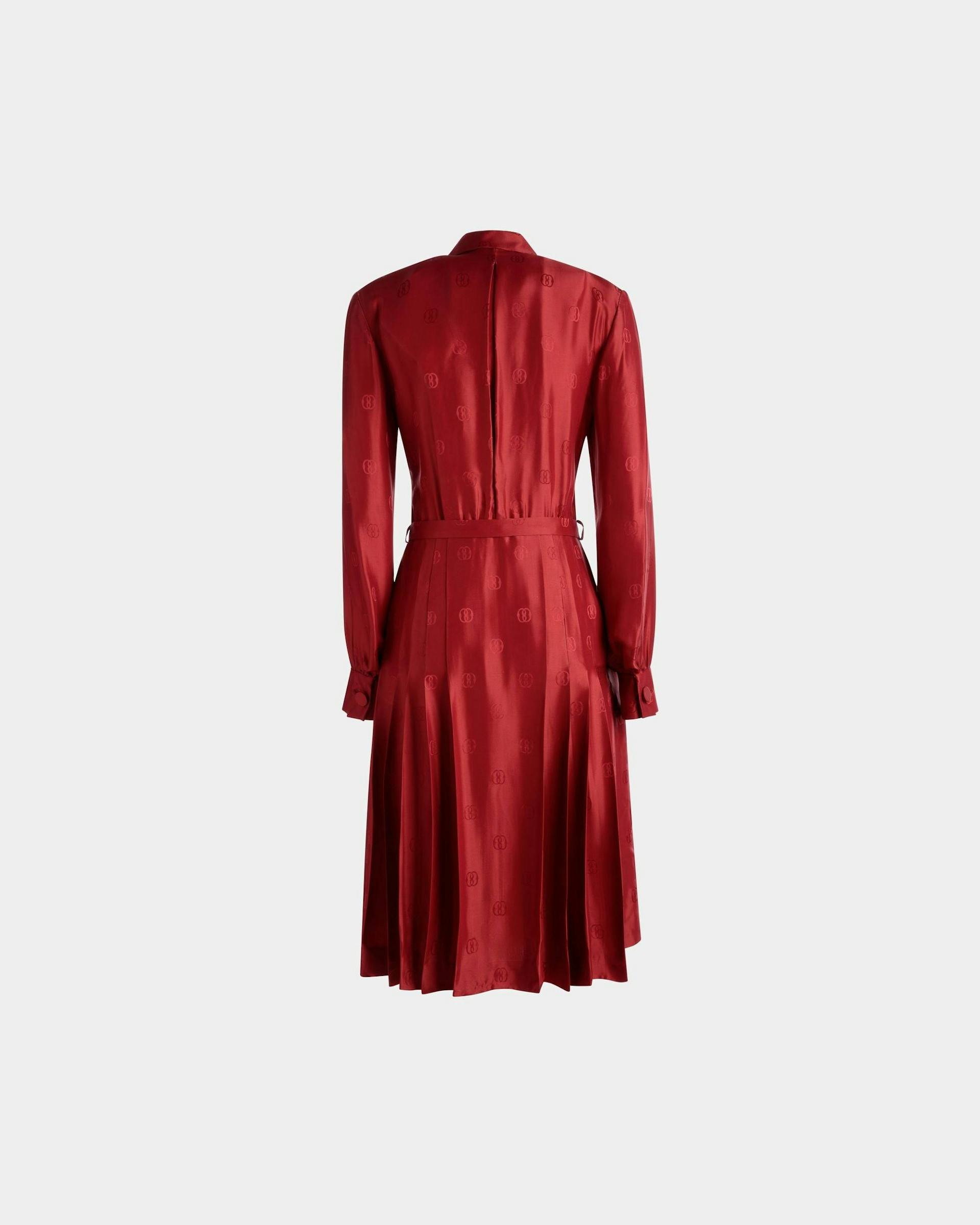 Emblem Belted Dress In Deep Ruby Silk - Women's - Bally - 07