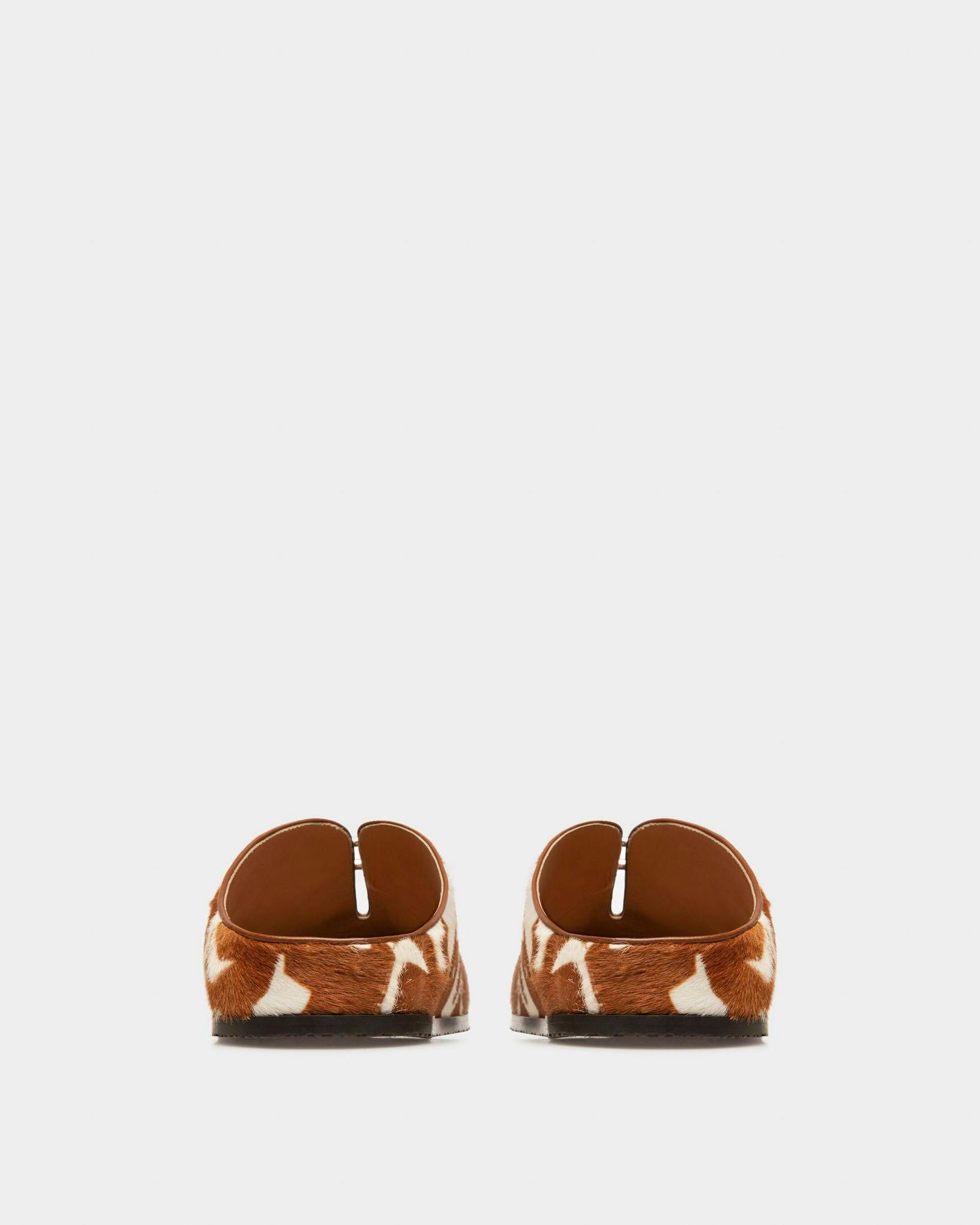 Francine Haircalf Slippers In White & Brown - Women's - Bally - 04