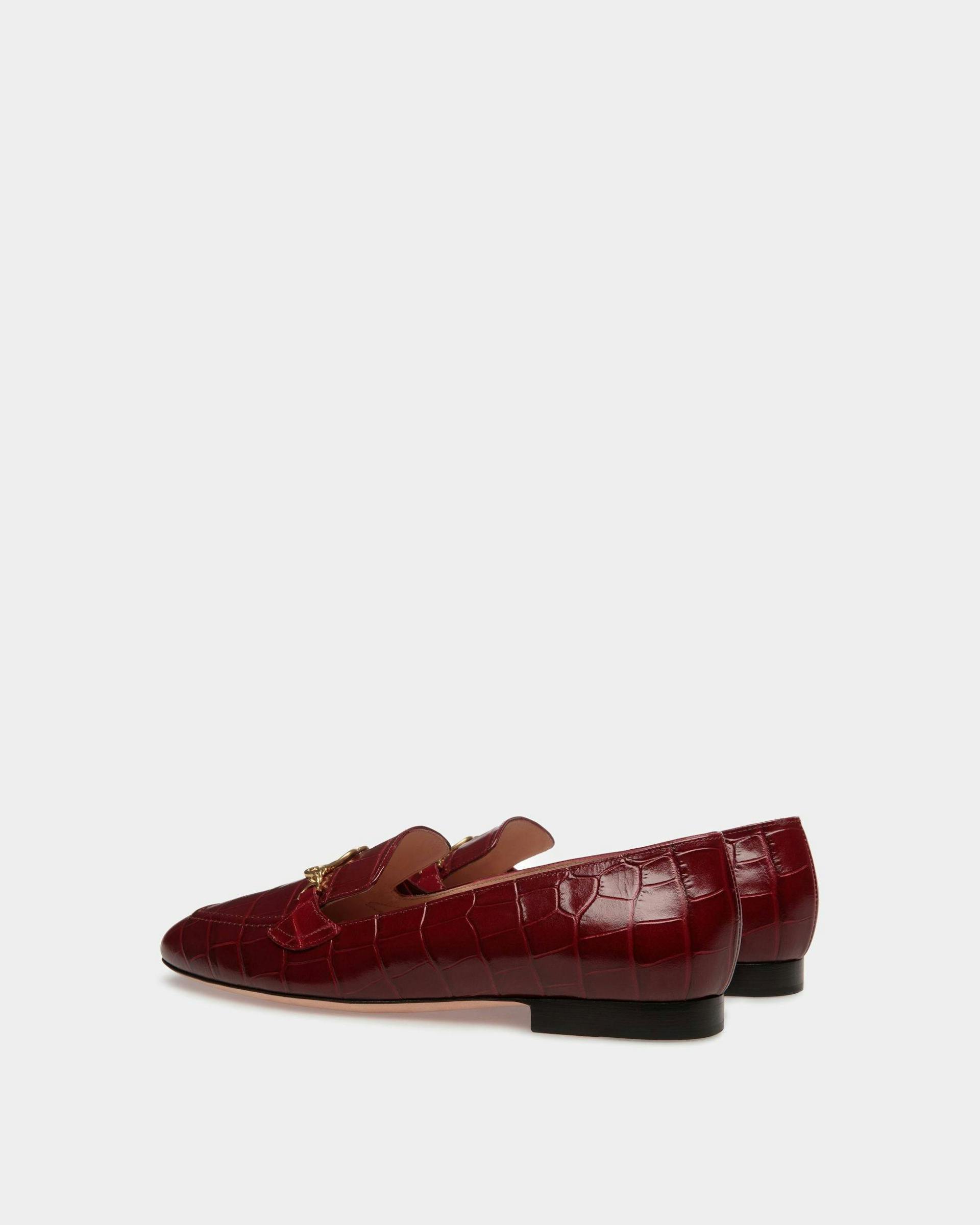 Daily Emblem Loafers In Burgundy Leather - Women's - Bally - 04